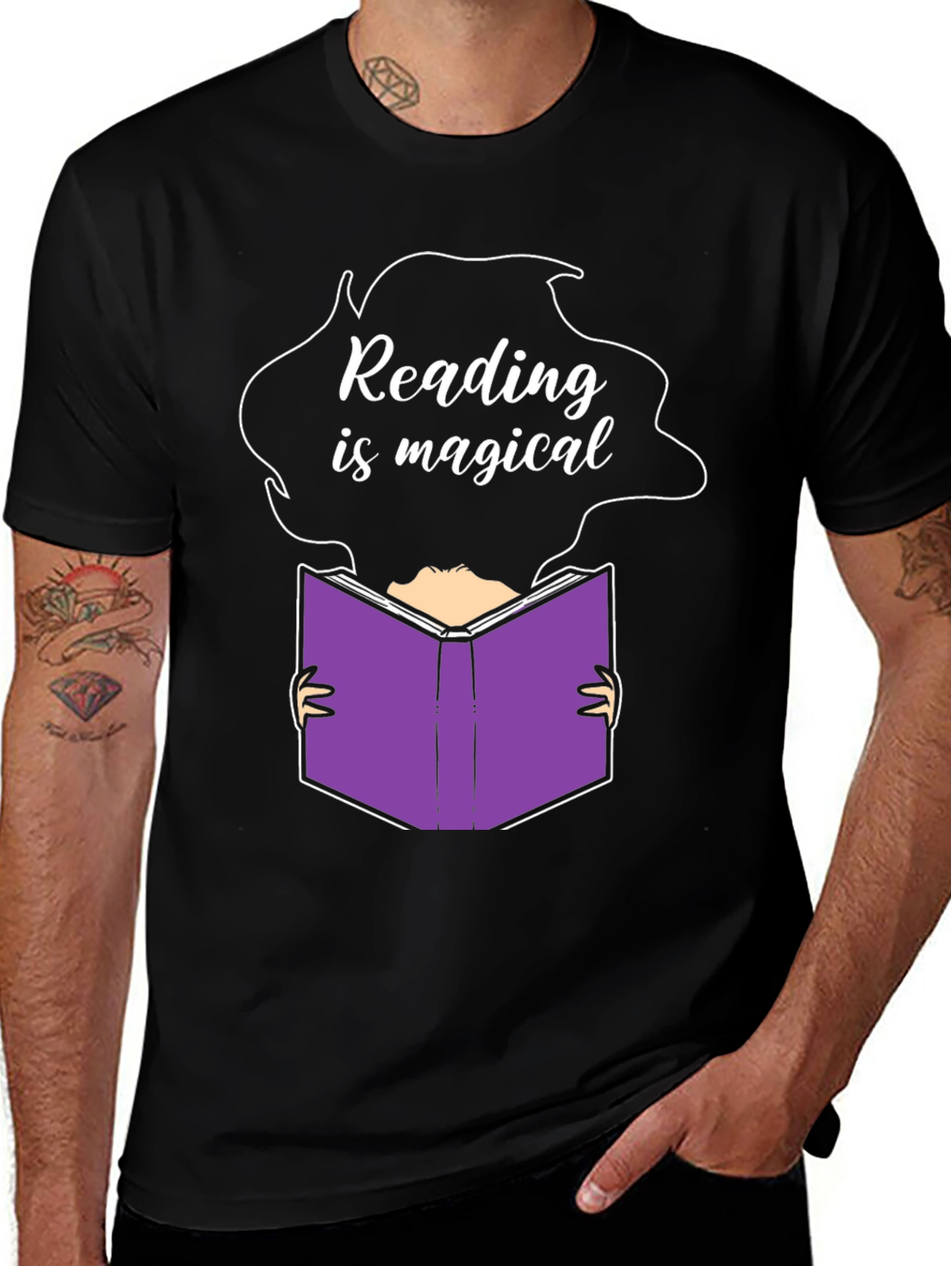 Variant 25 of Reading is Magical Graphic Tee - Unisex Black T-Shirt