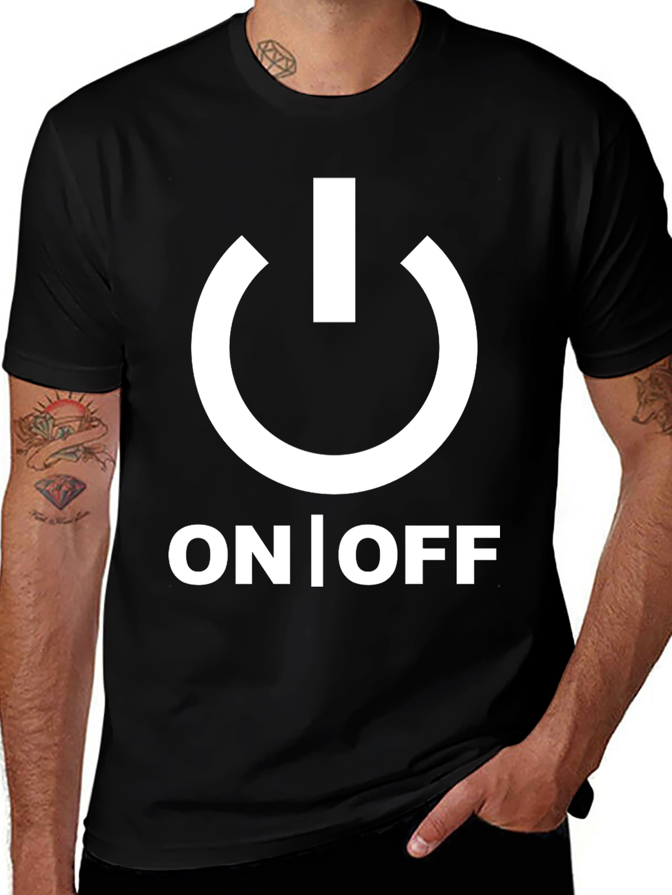 Variant 28 of On/Off Graphic Tee - Black Cotton Comfort