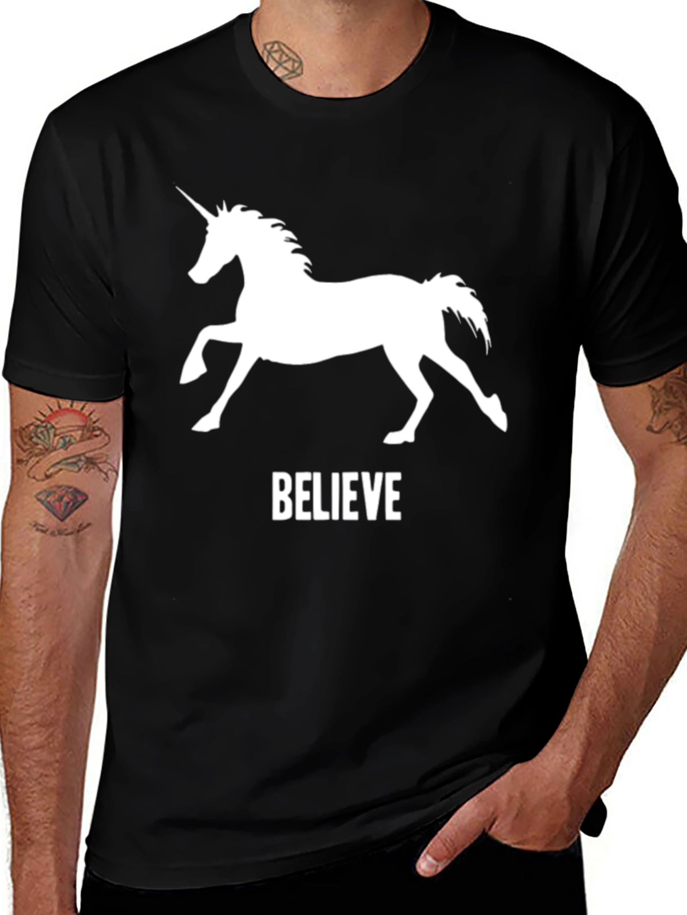 Variant 28 of Believe Unicorn Graphic T-Shirt - Black