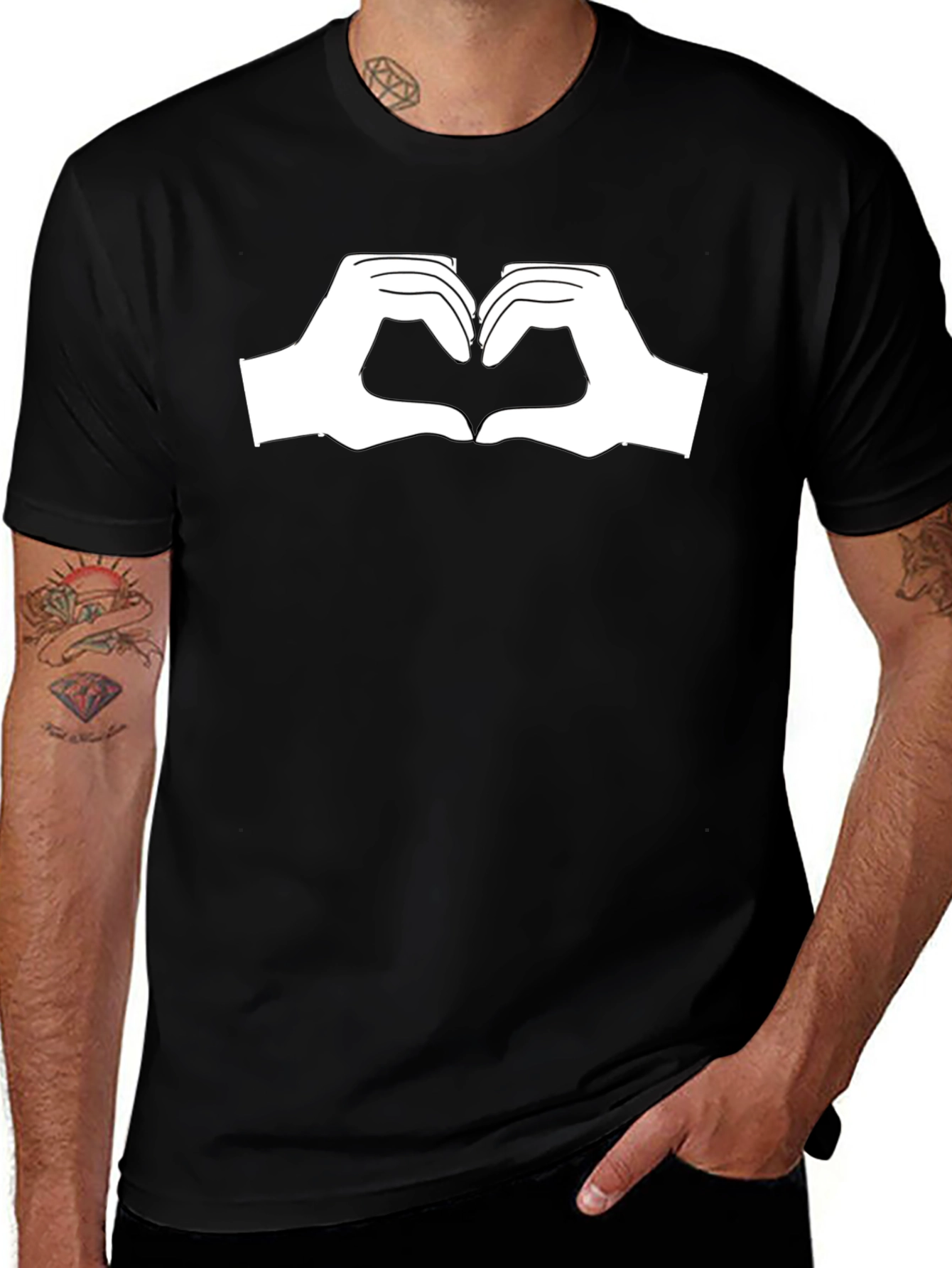 Variant 6 of Heart Hands Graphic Black T-Shirt