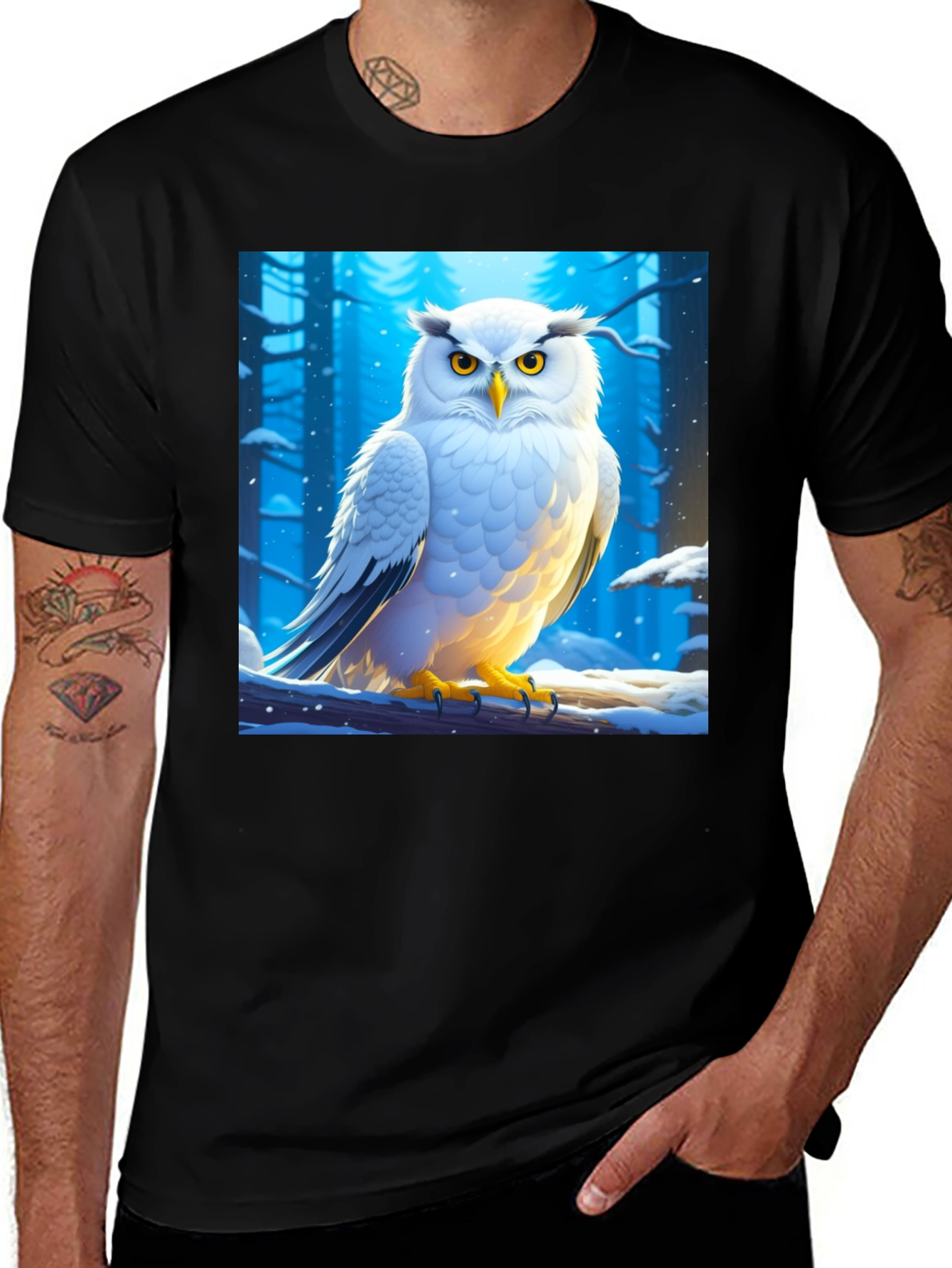 Variant 17 of Owl Graphic Print Black T-Shirt