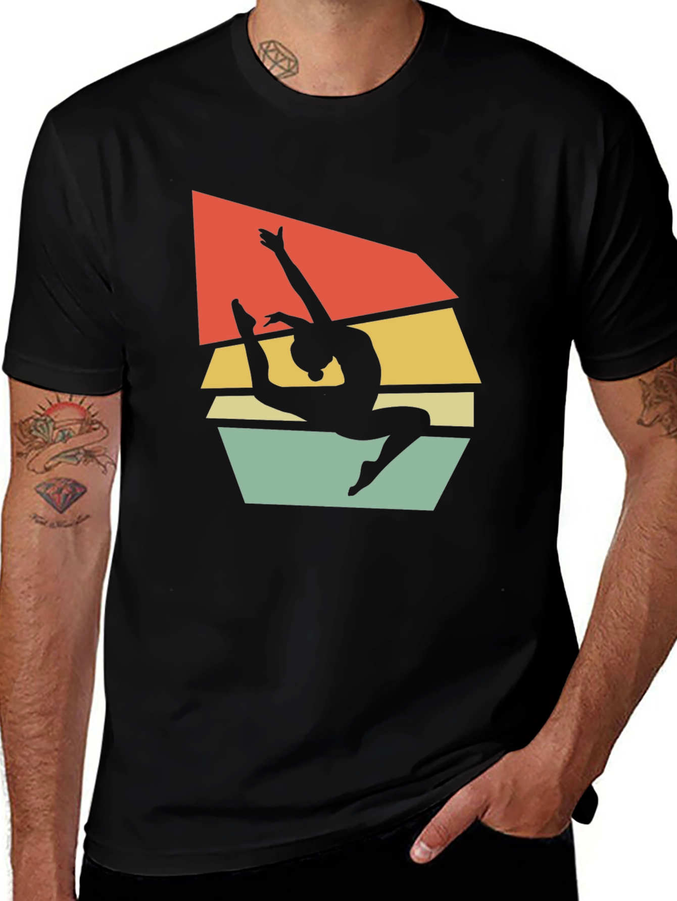 Variant 8 of Gymnastics Retro Black T-Shirt