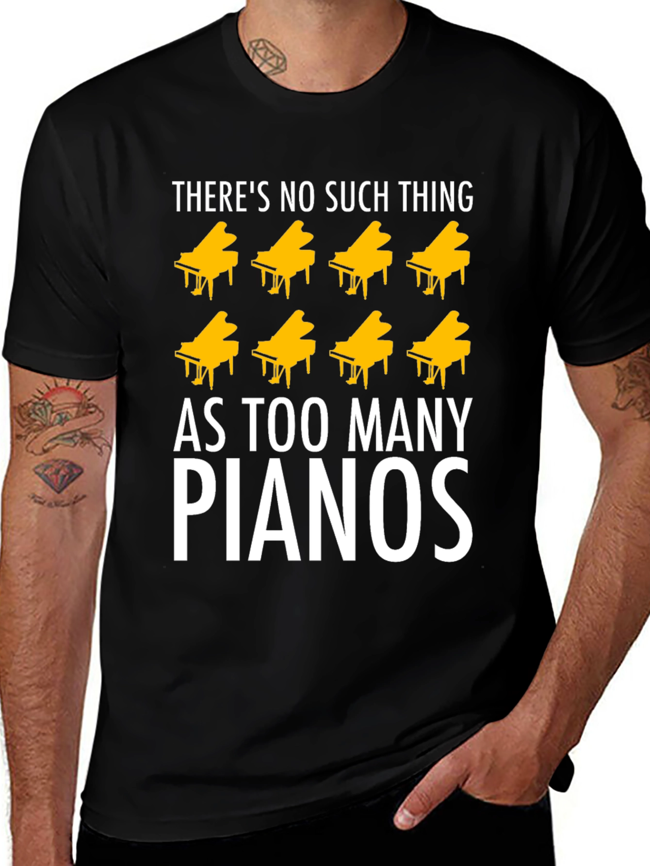 Variant 6 of Piano Lover T-Shirt - Too Many Pianos Graphic Tee