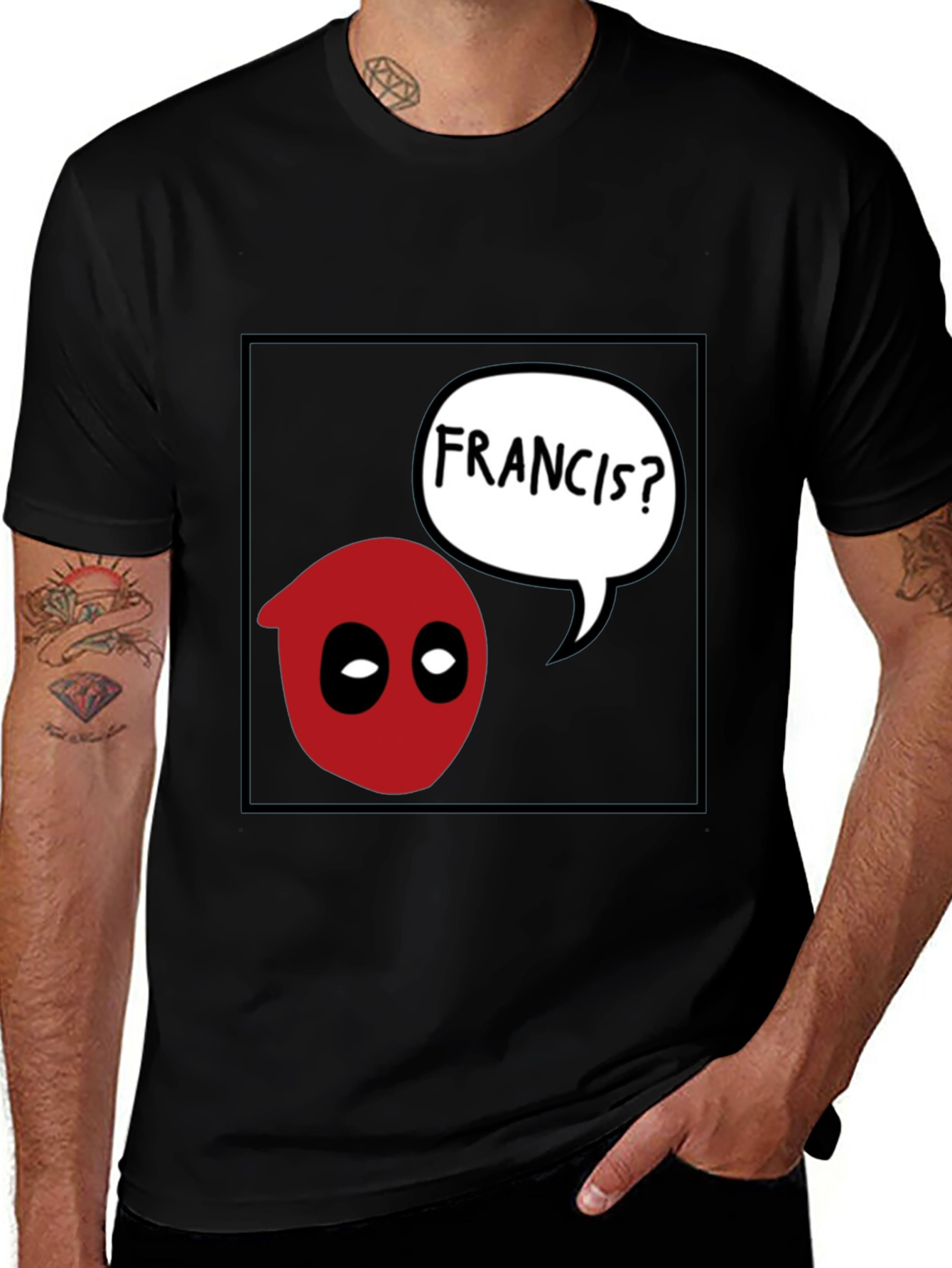 Deadpool "Francis?" Graphic Black T-Shirt
