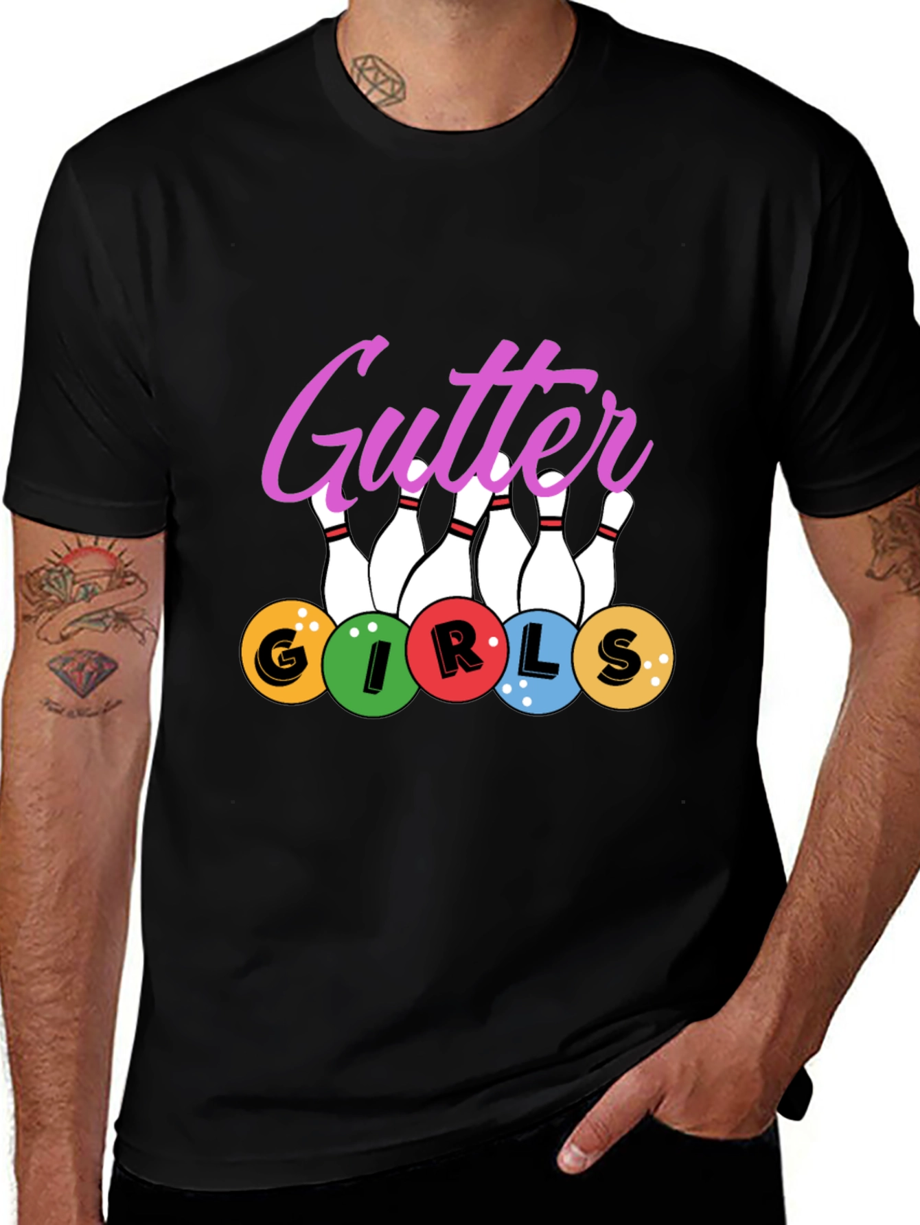 Variant 27 of Gutter Girls Bowling T-Shirt - Novelty Tee