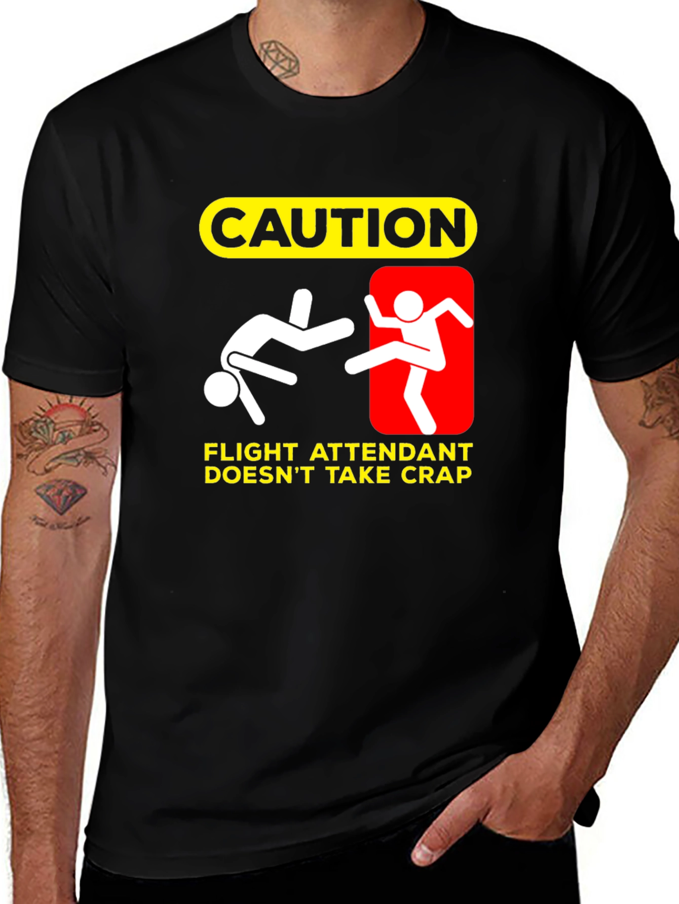 Variant 21 of Caution Flight Attendant Funny T-Shirt