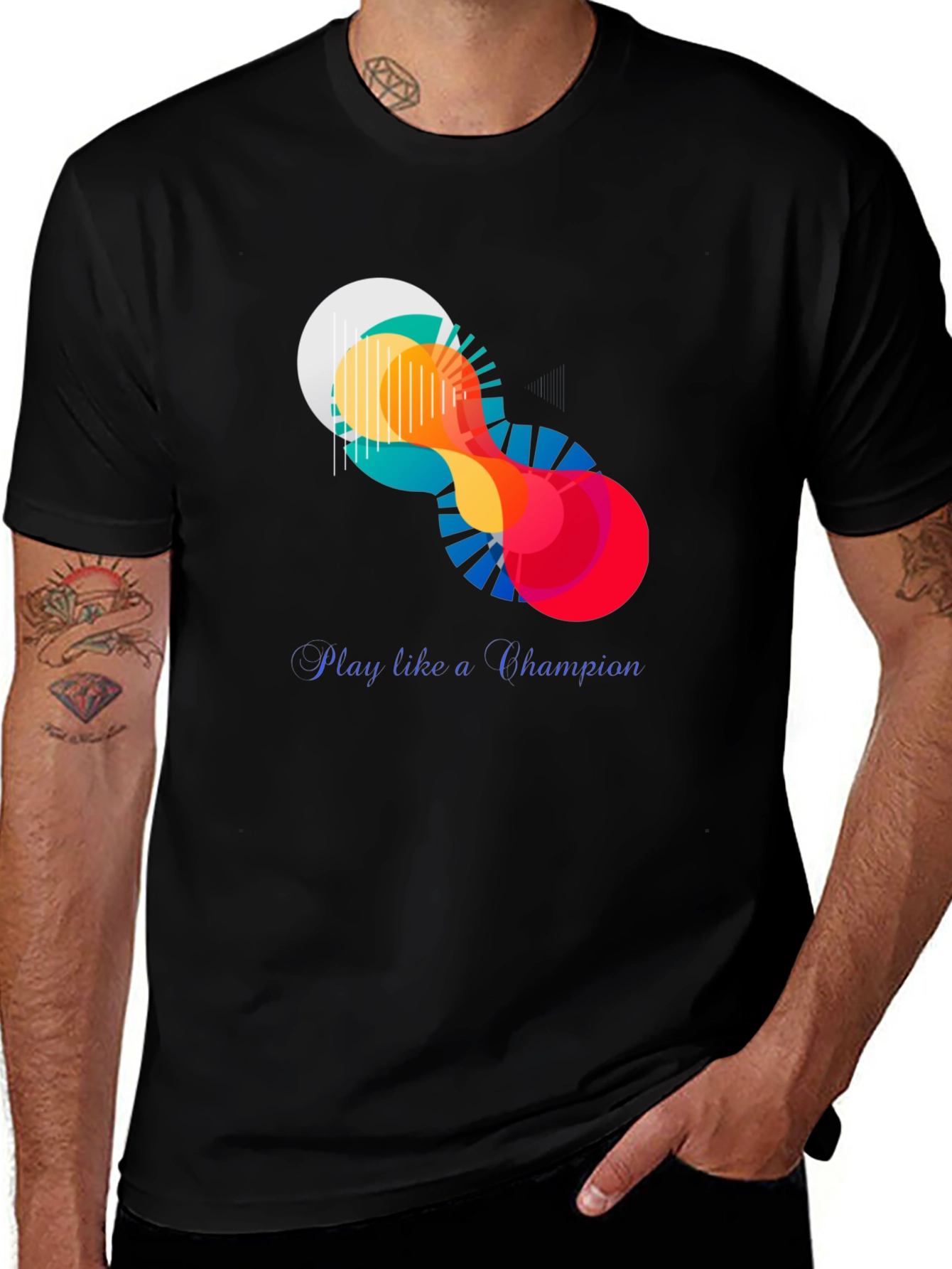 Variant 28 of Abstract Art Graphic Tee - "Play Like a Champion"