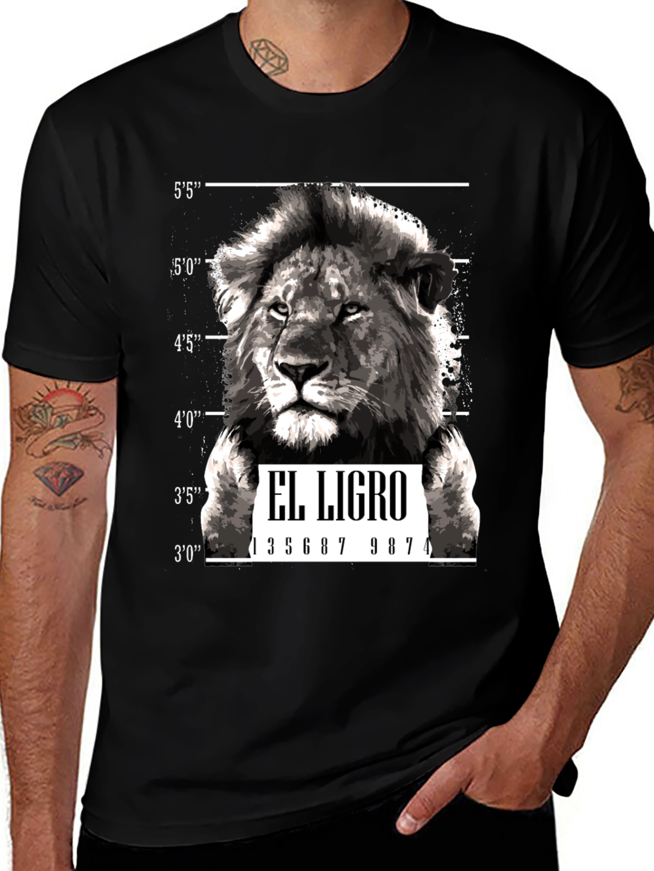 Variant 18 of El Ligro Lion Mugshot Graphic T-Shirt