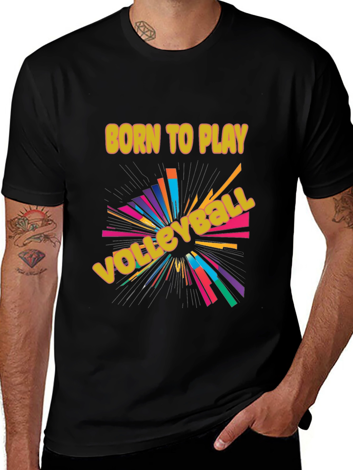 Variant 23 of Born To Play Volleyball Graphic T-Shirt