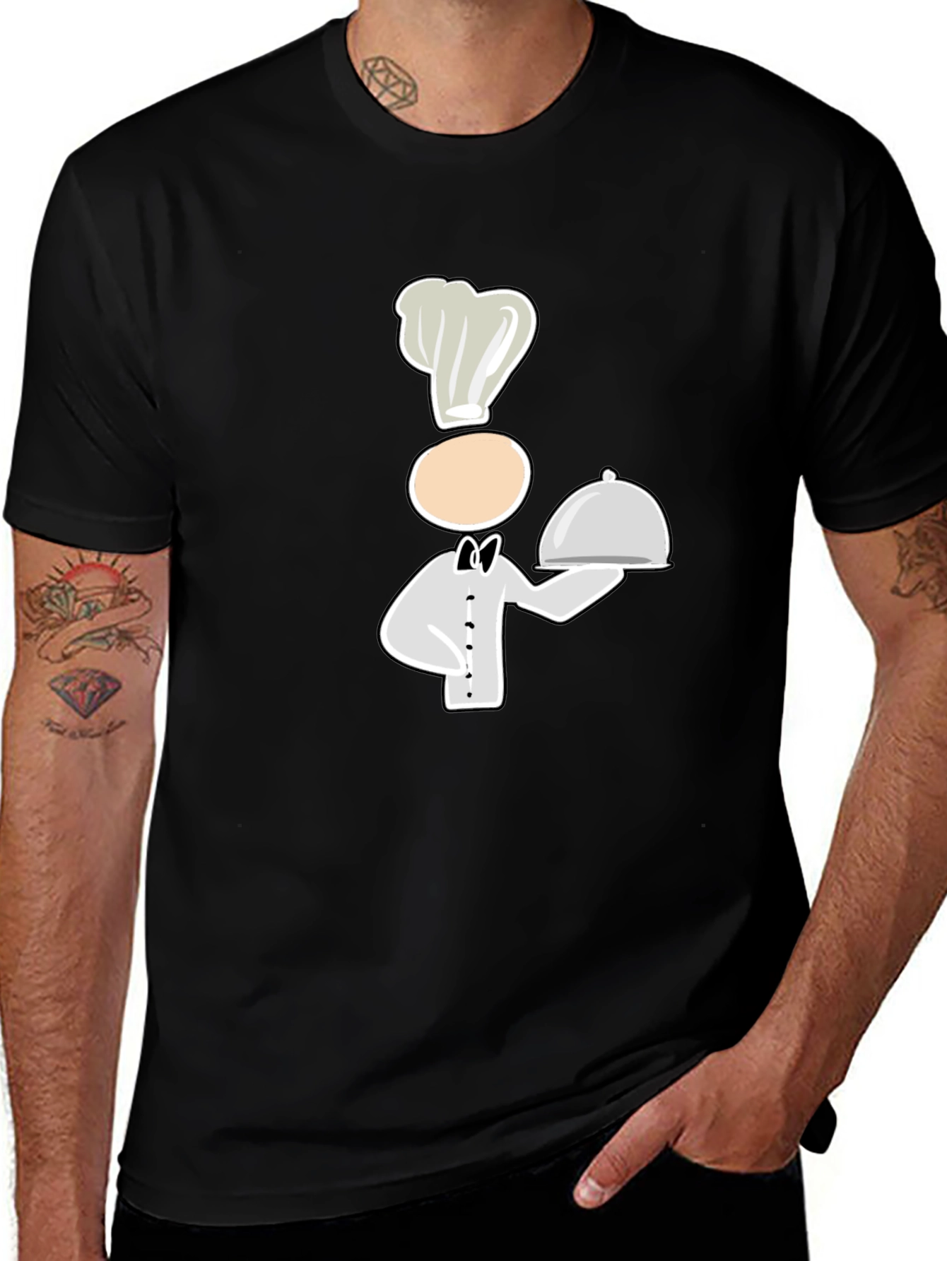 Variant 17 of Chef Cartoon Graphic Black T-Shirt