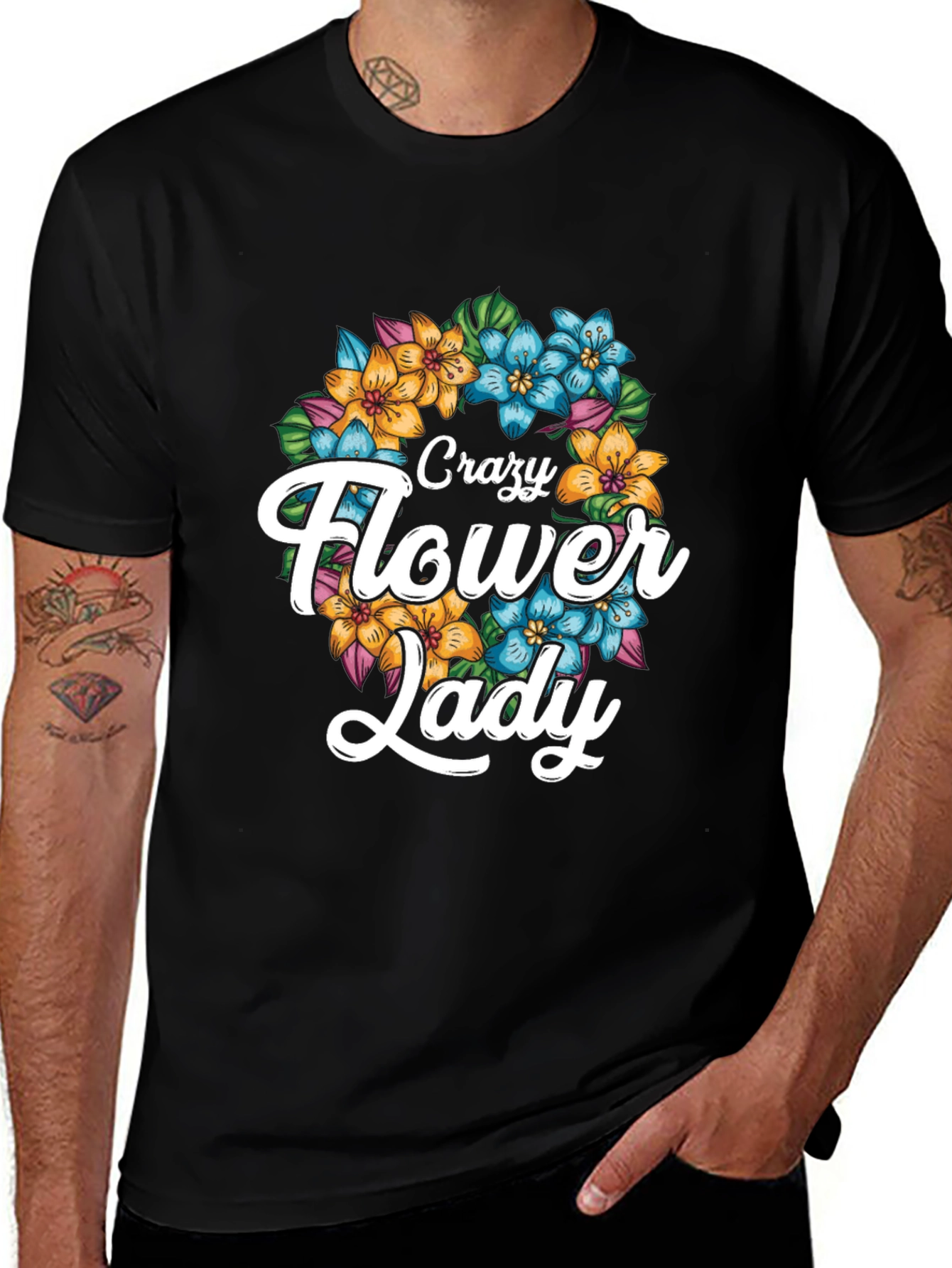 Variant 30 of Crazy Flower Lady Graphic Tee