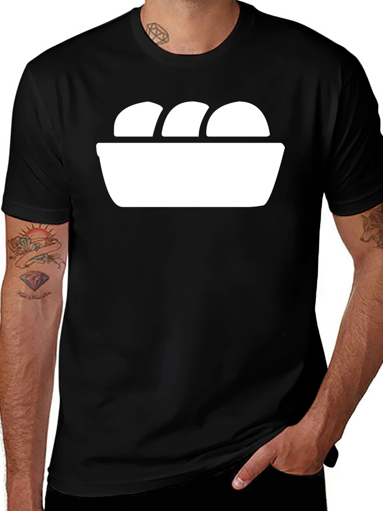 Variant 23 of Novelty T-Shirt with Bowl of Food Graphic - Black