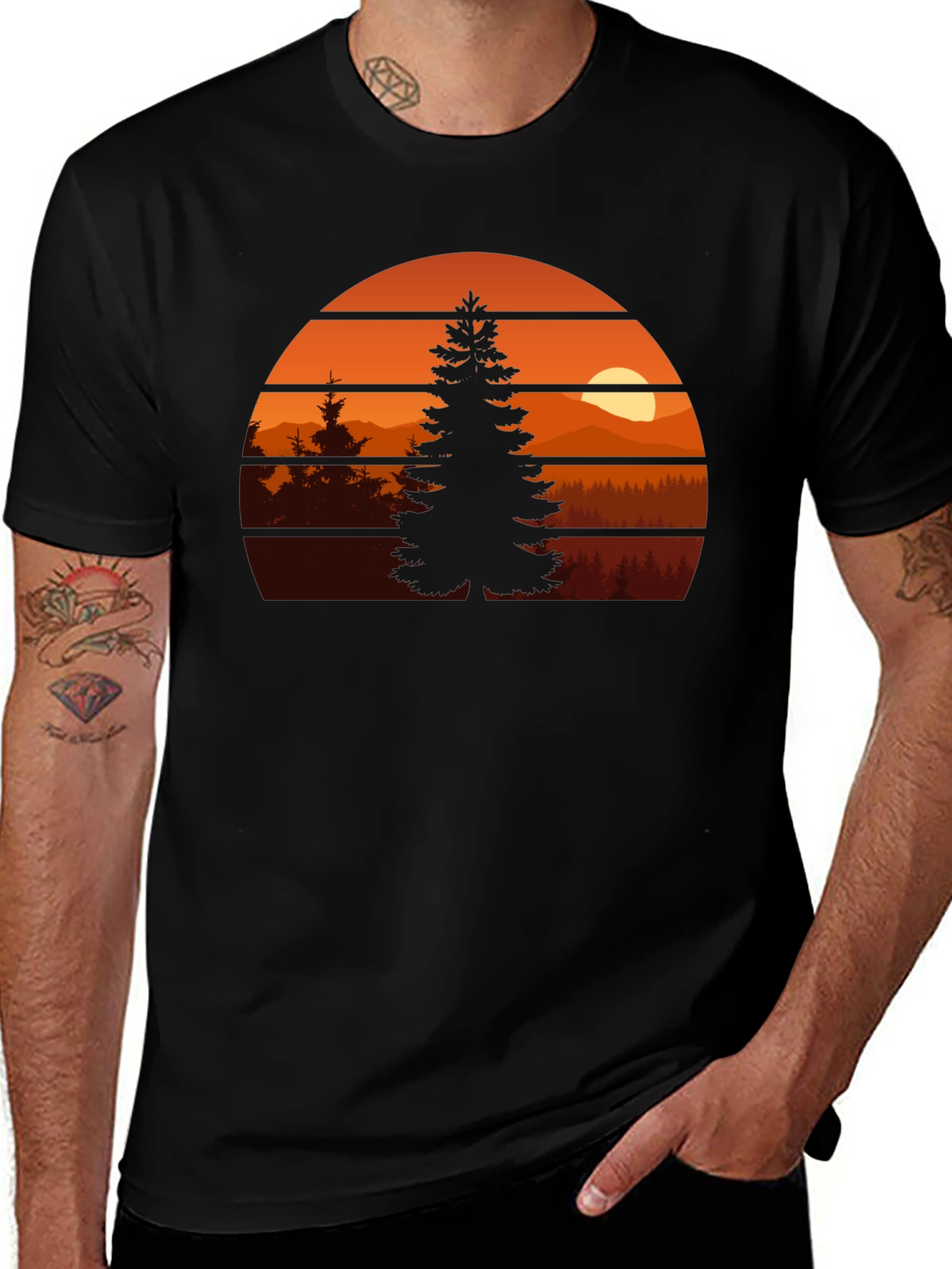 Nature Sunset Graphic Tee - Unisex Black T-Shirt