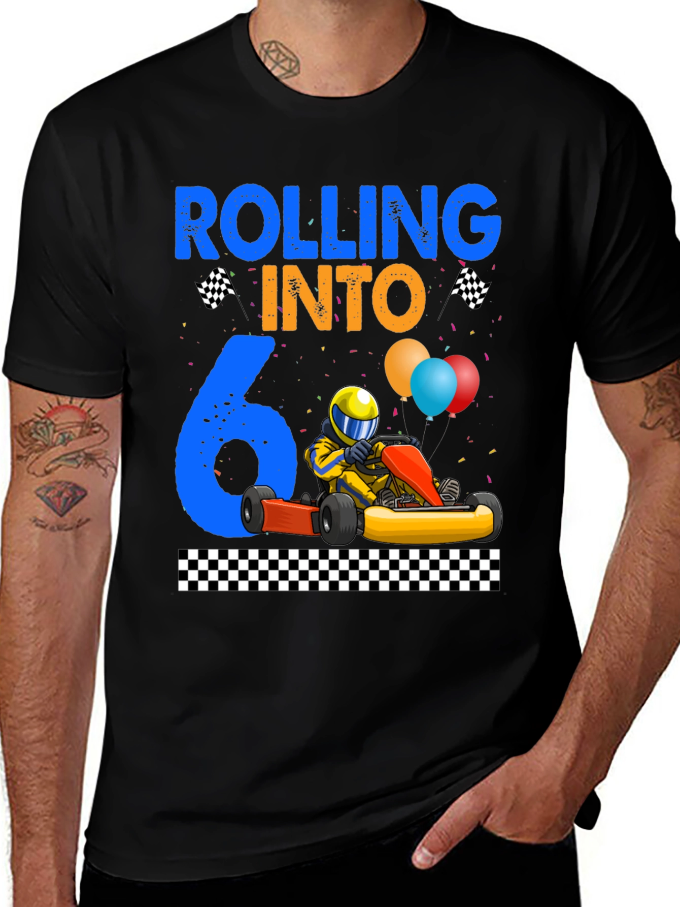 Rolling Into 6th Birthday Go-Kart Racer T-Shirt