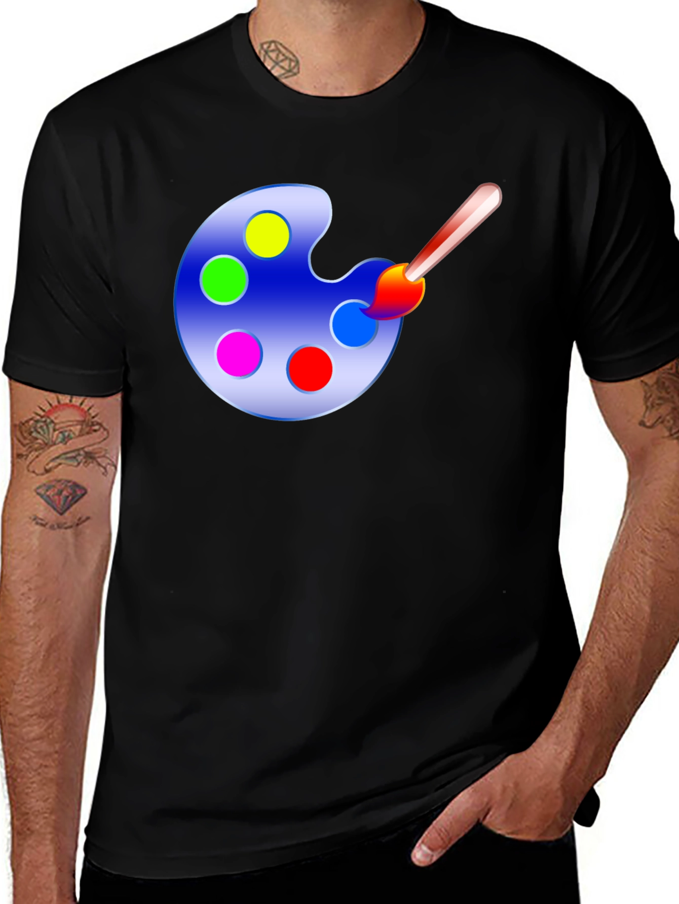 Black Painter's Palette Graphic Tee - Art Lover's T-Shirt main image