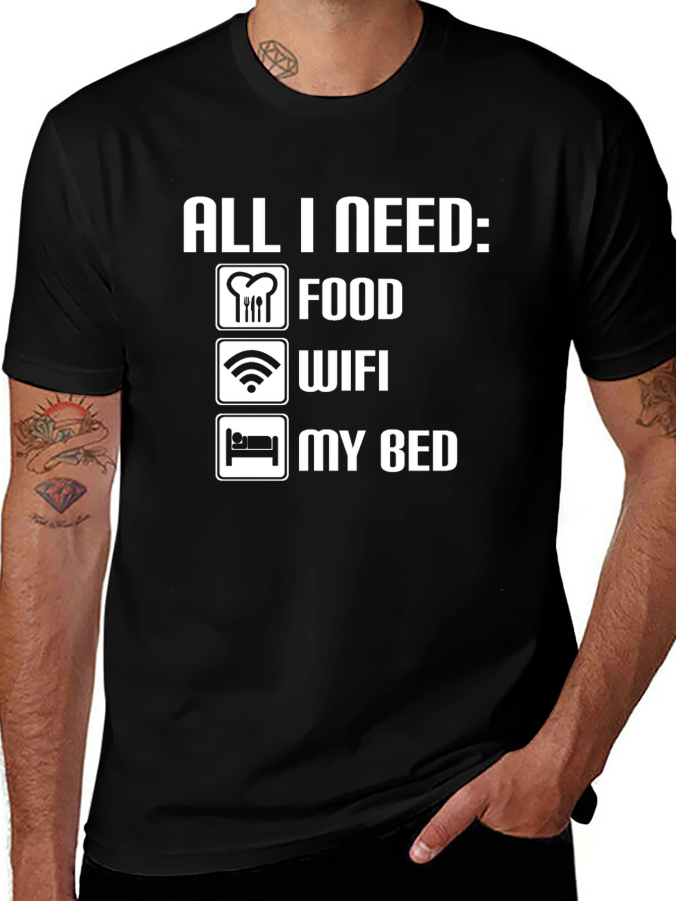Variant 9 of All I Need: Food WiFi Bed - Graphic T-Shirt