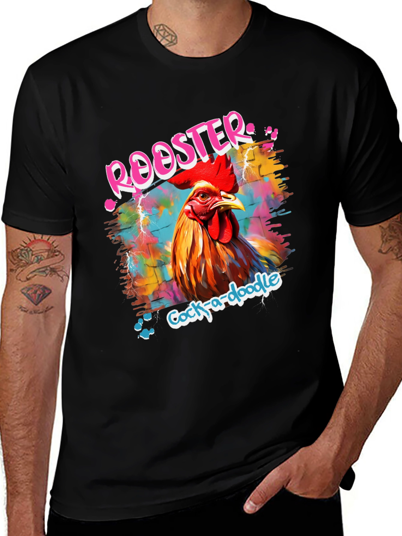 Variant 16 of Rooster Graphic Tee - Quirky Cock-a-doodle Design