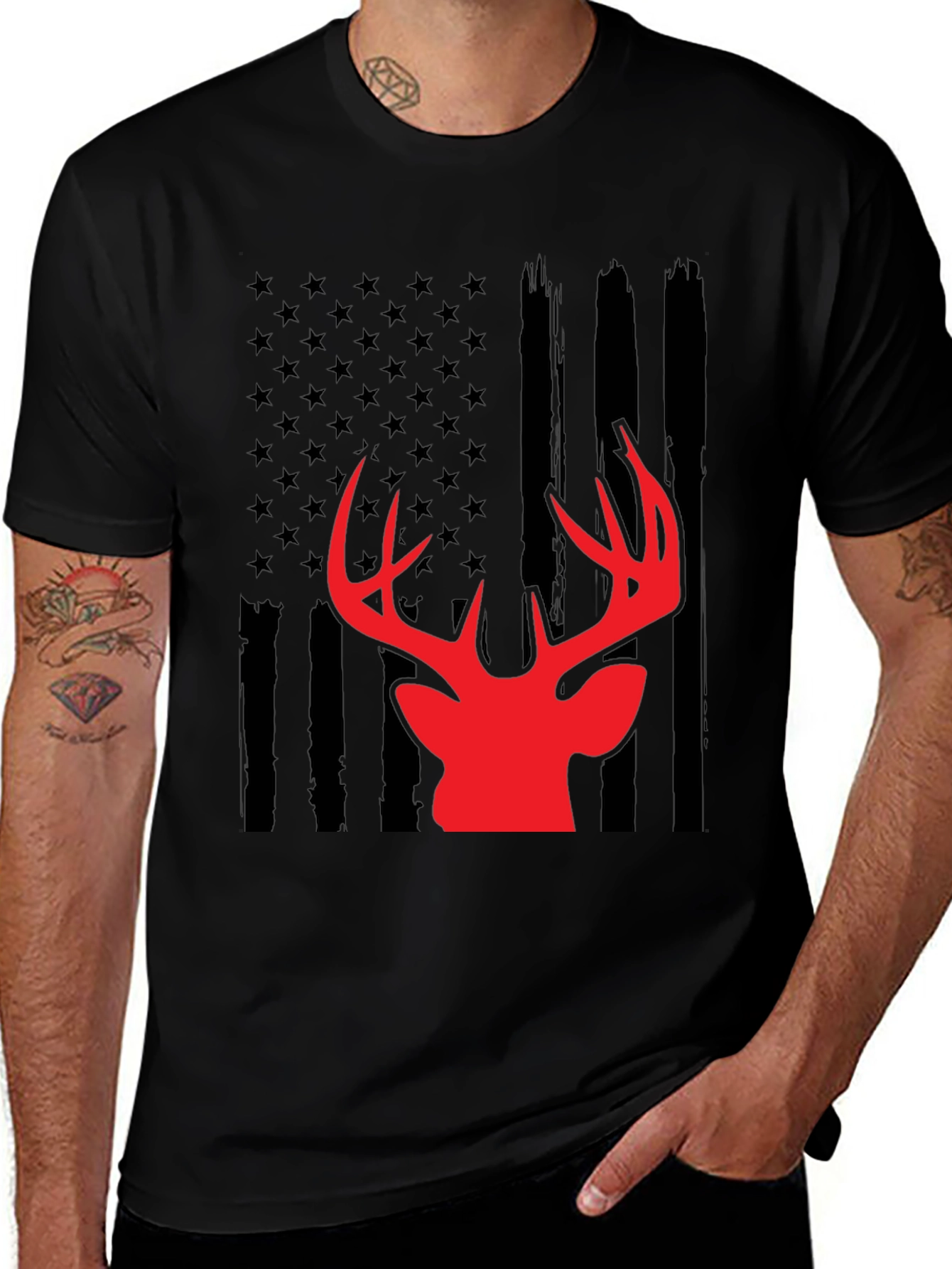 Variant 27 of American Flag Deer Graphic Tee