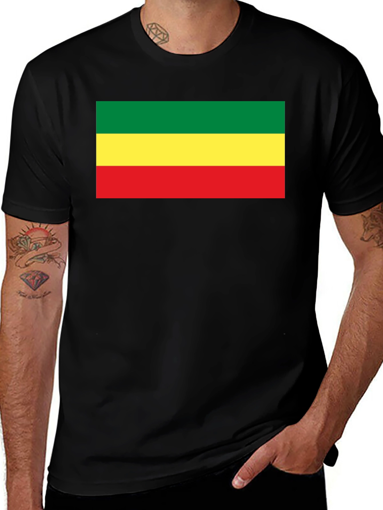 Rasta Flag T-Shirt - Black Cotton Tee