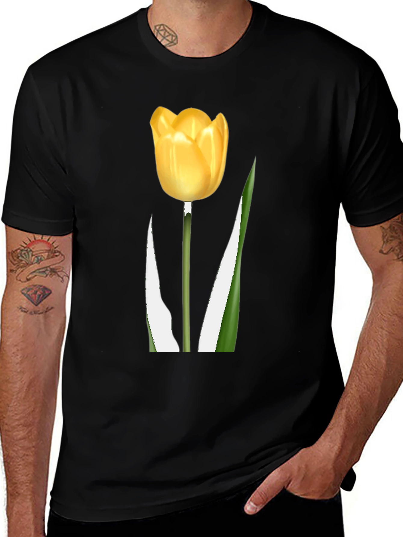 Variant 2 of Tulip Graphic Tee - Black Cotton Blend