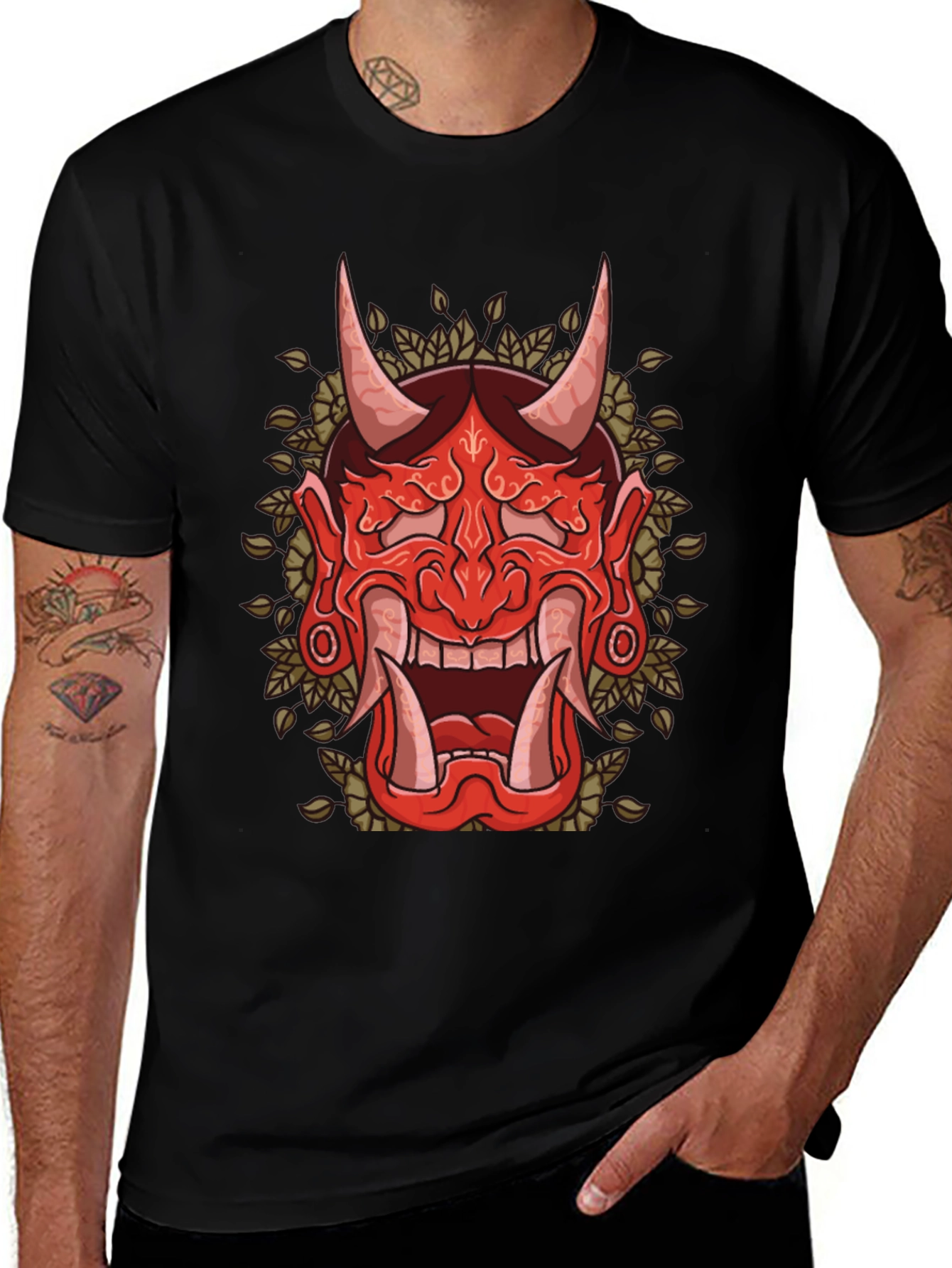 Hannya Mask Graphic Tee - Japanese Demon Shirt