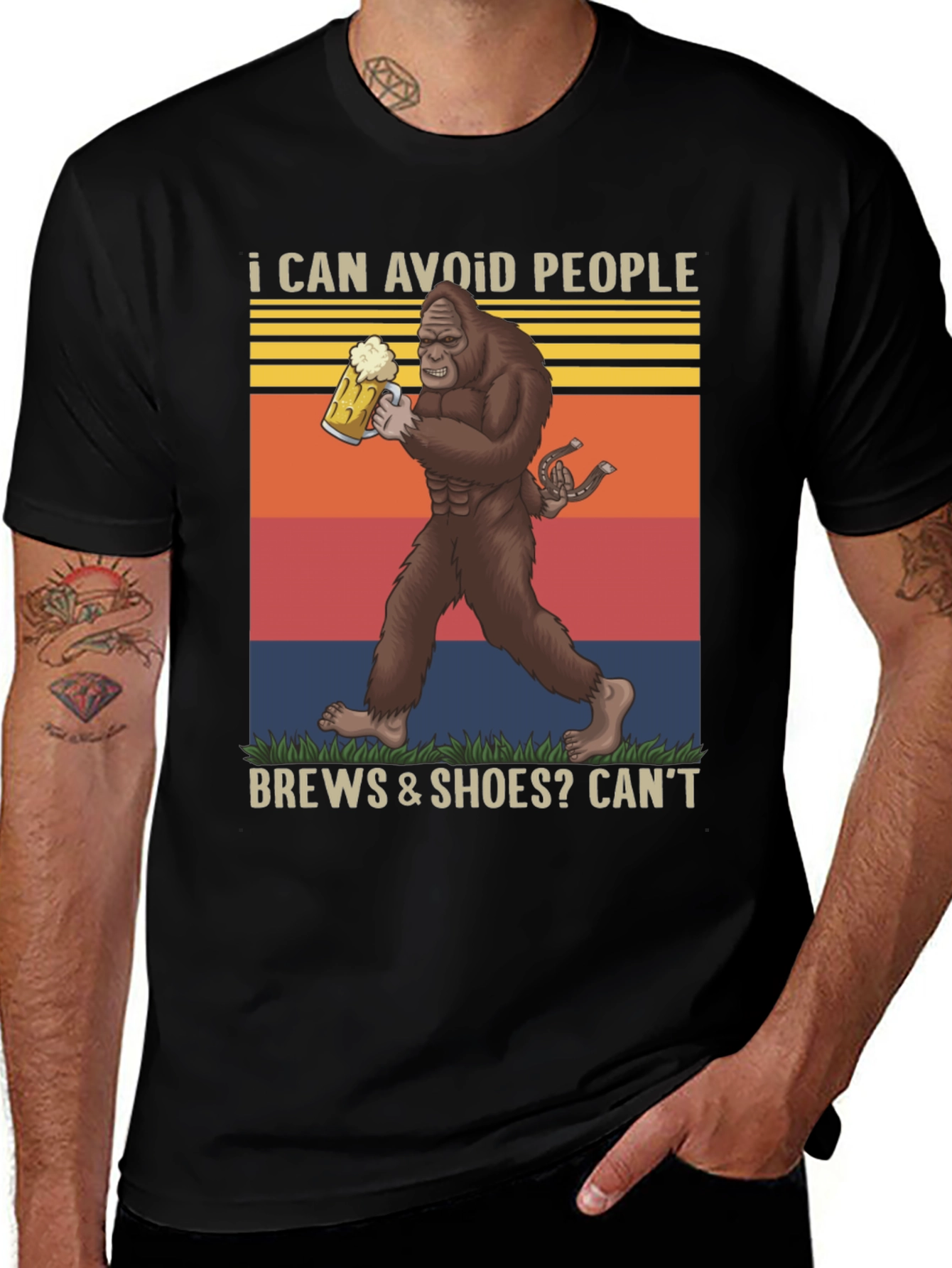 Variant 19 of I Can Avoid People Bigfoot Beer Graphic Tee