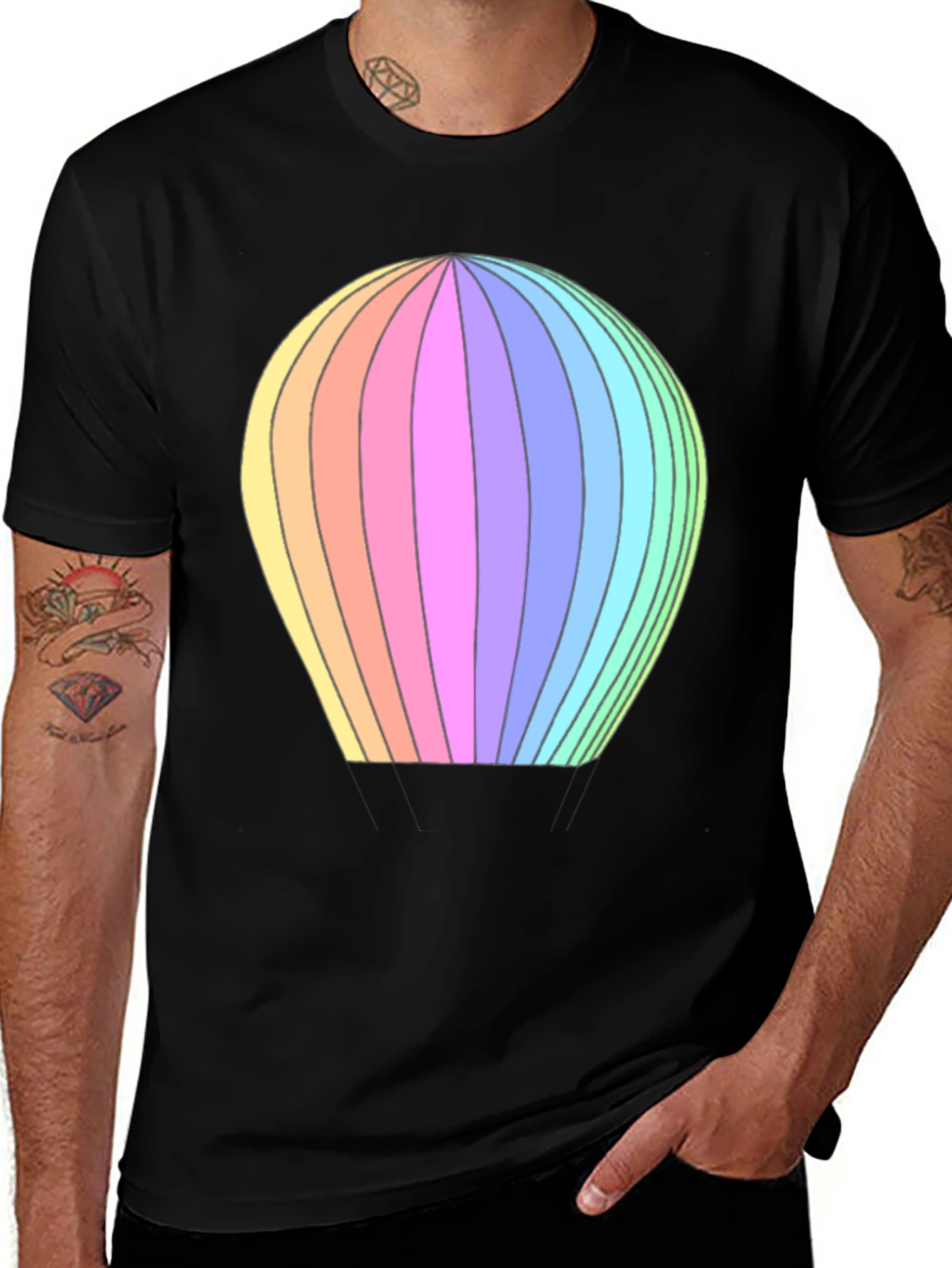 Variant 18 of Rainbow Hot Air Balloon Graphic T-Shirt