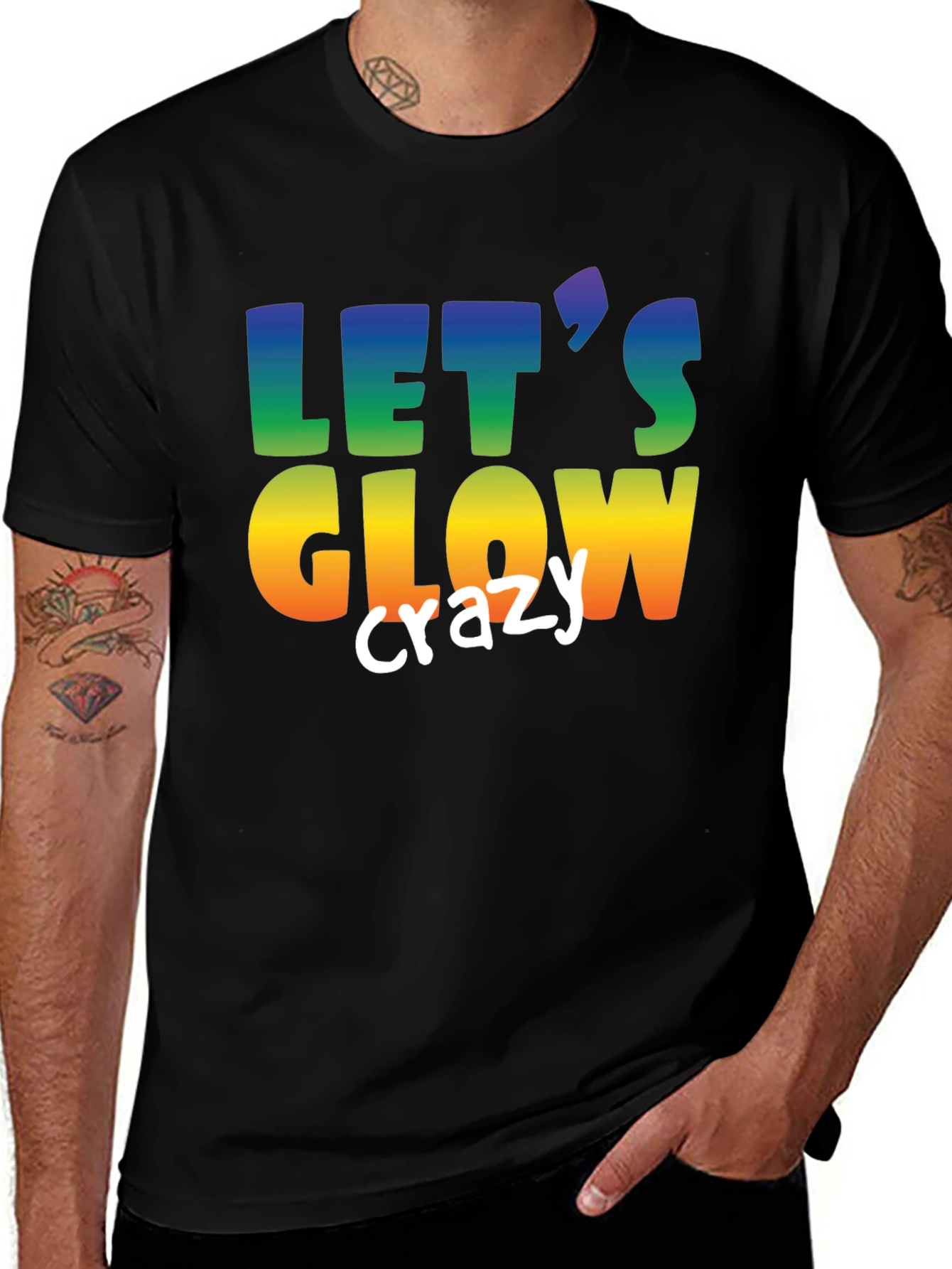 Let's Glow Crazy Black T-Shirt
