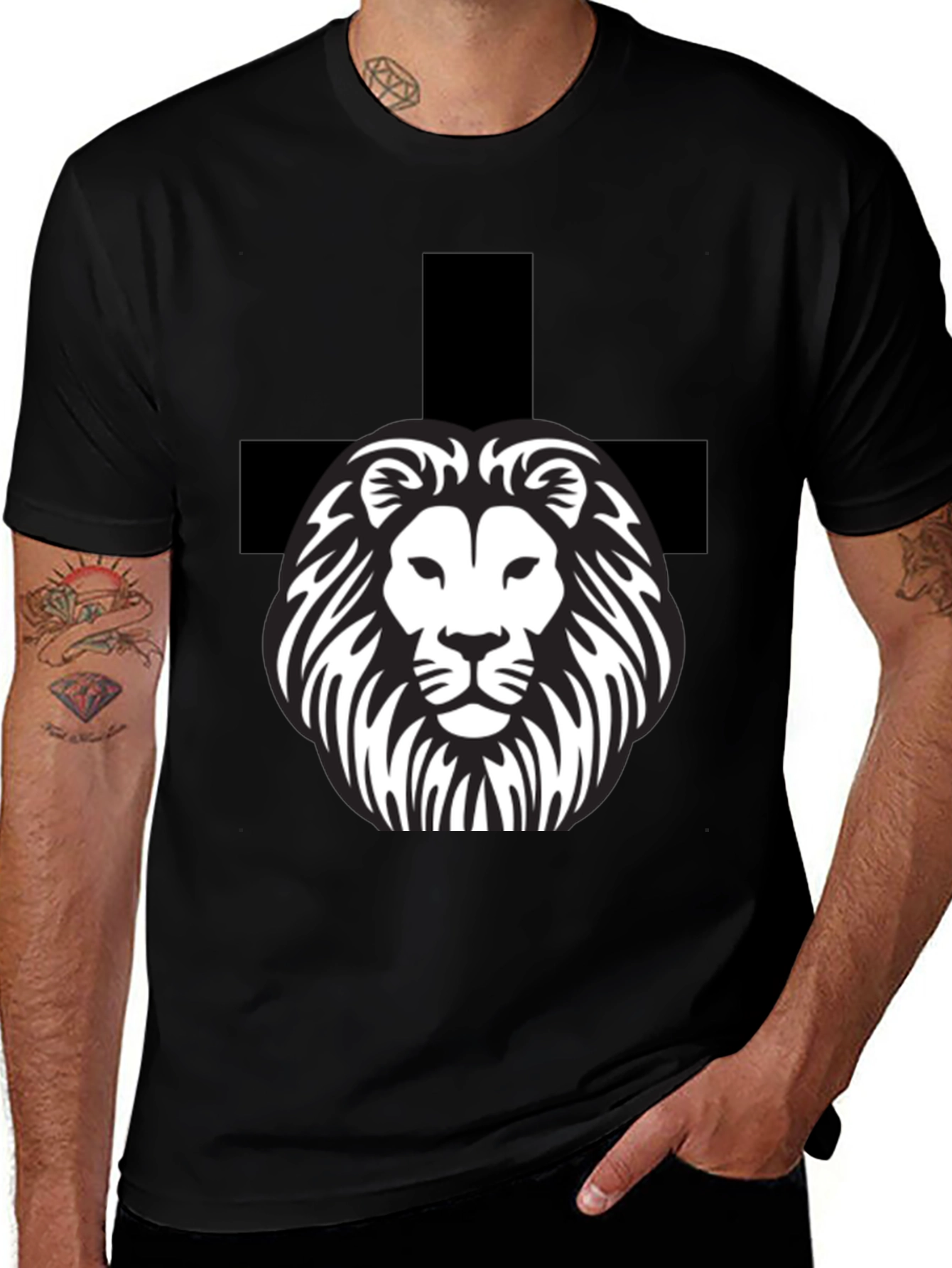Variant 22 of Lion & Cross Graphic Tee - Classic Black