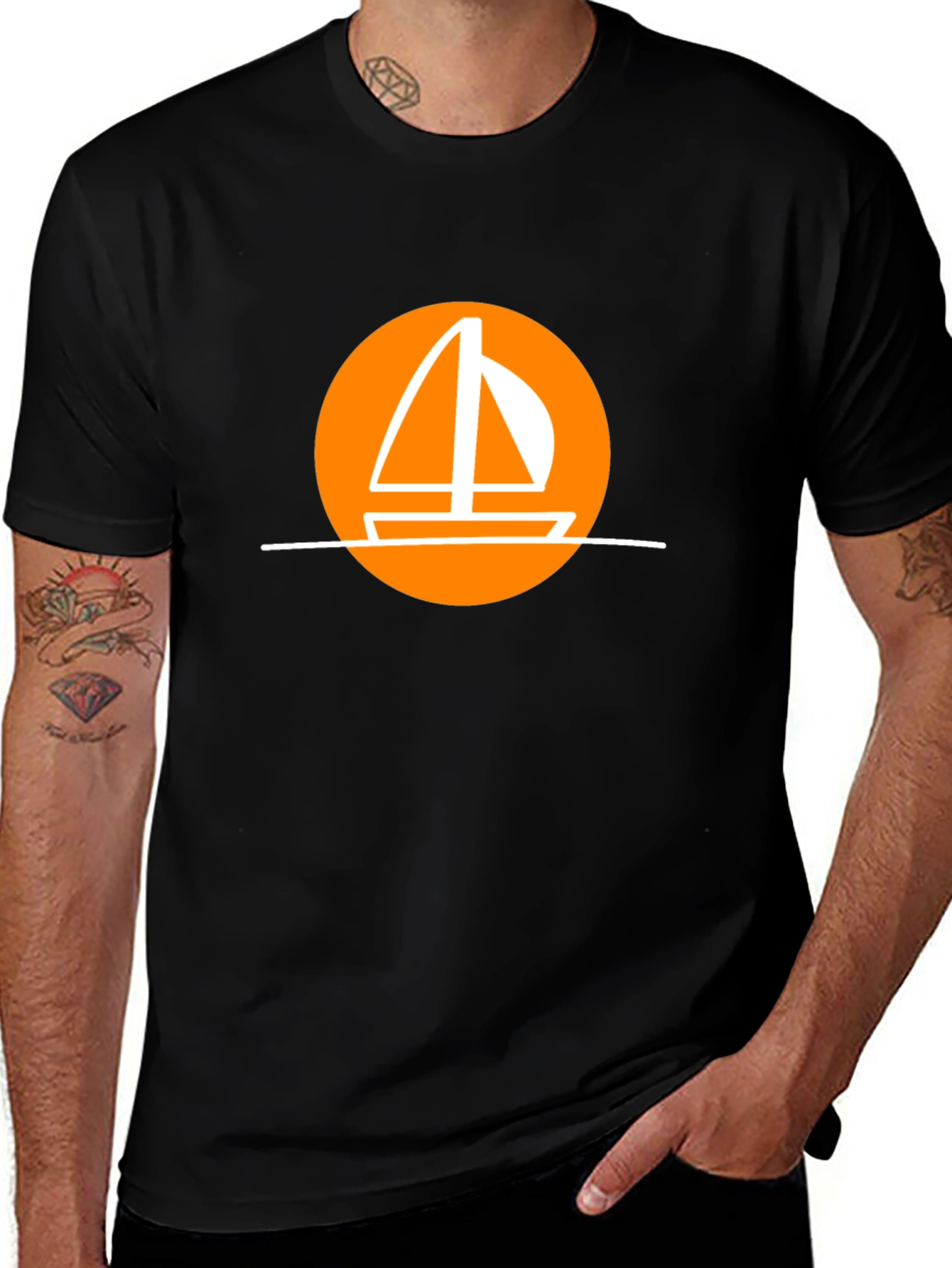 Variant 20 of Nautical Sailboat Graphic T-Shirt - Black