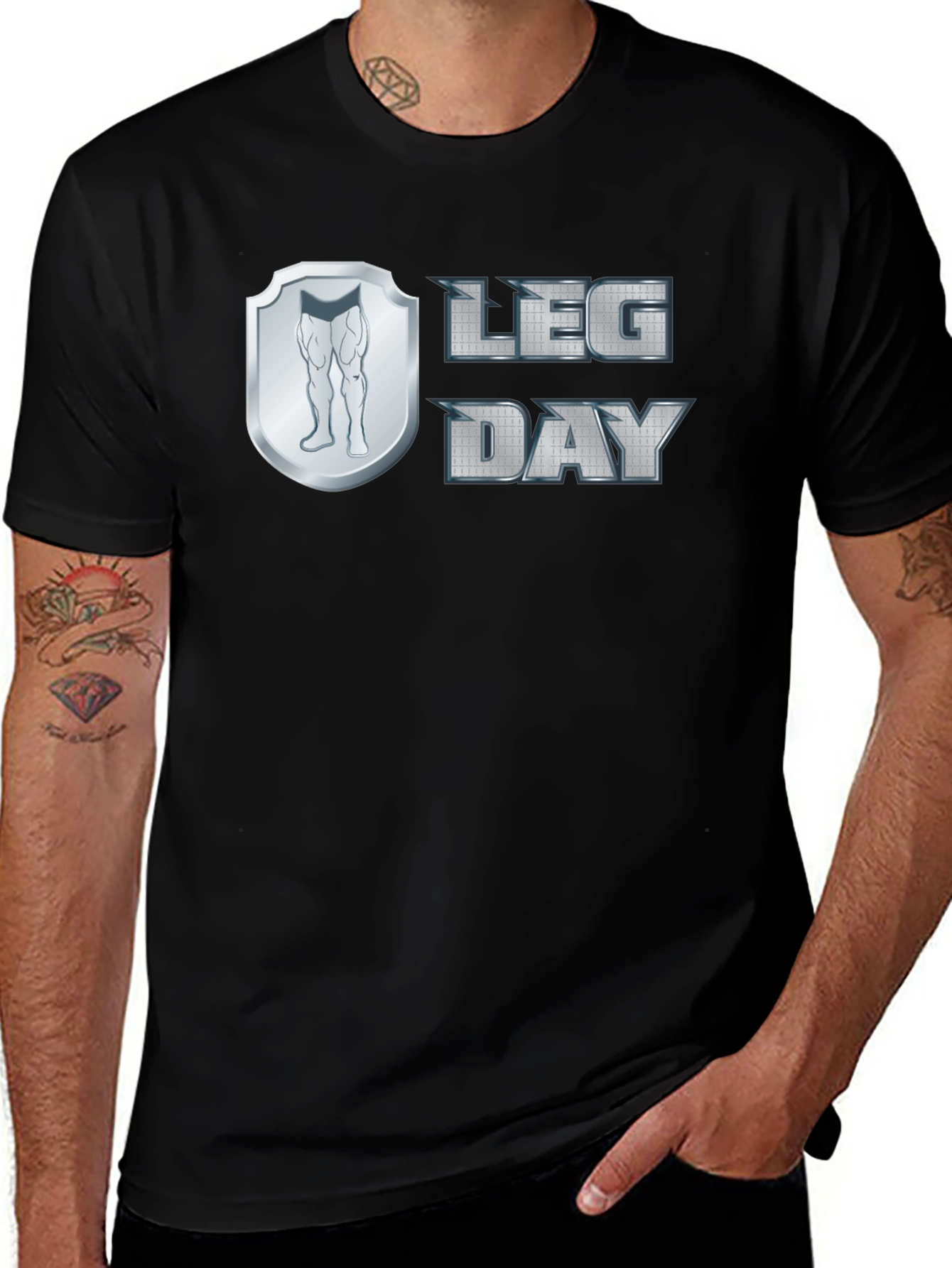 Variant 7 of Leg Day Black T-Shirt - Gym Motivation