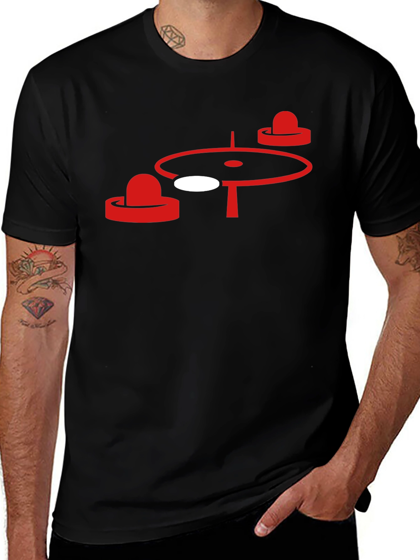 Variant 9 of Air Hockey Graphic Tee - Black