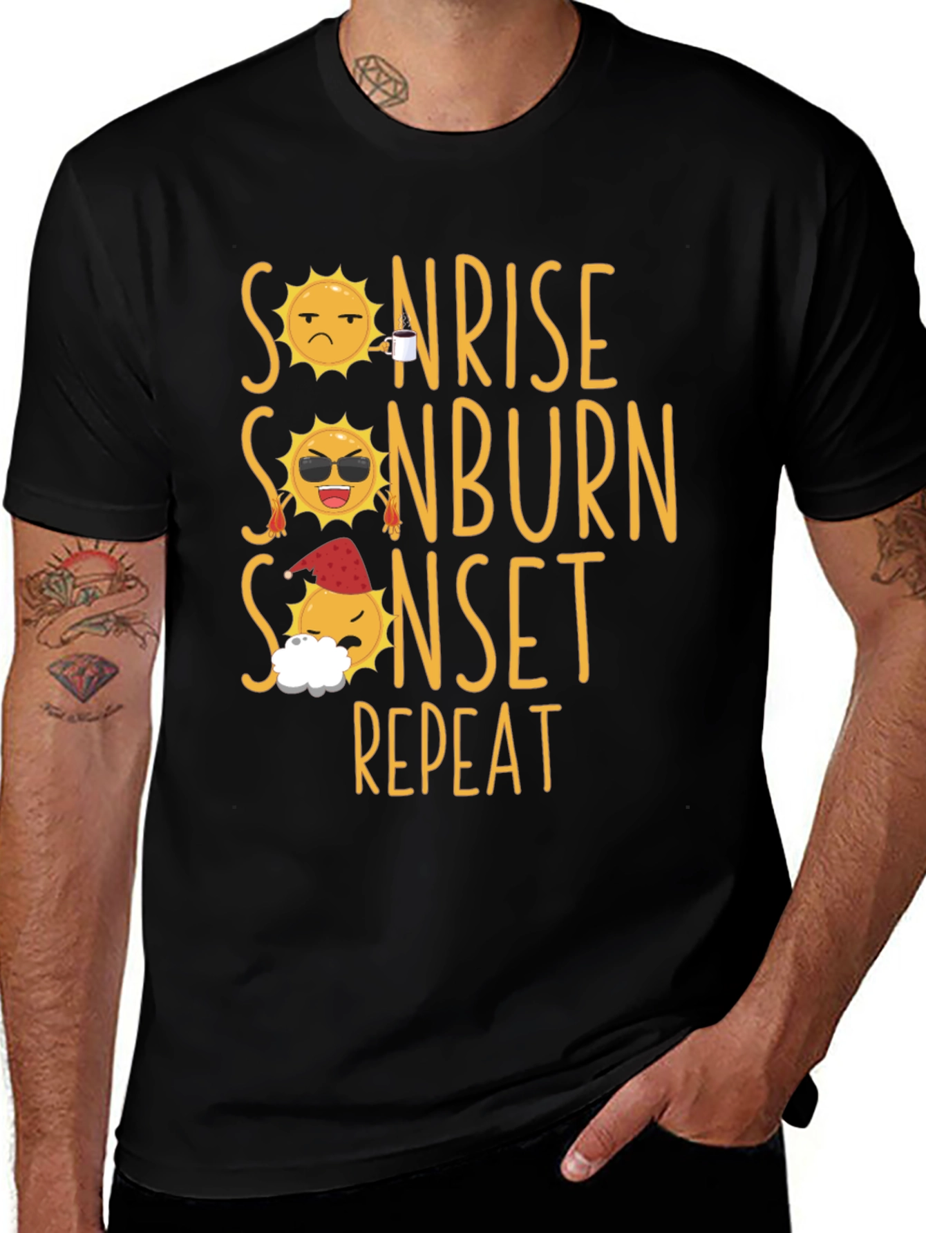 Variant 30 of Sunrise Sunburn Sunset Repeat Graphic Tee