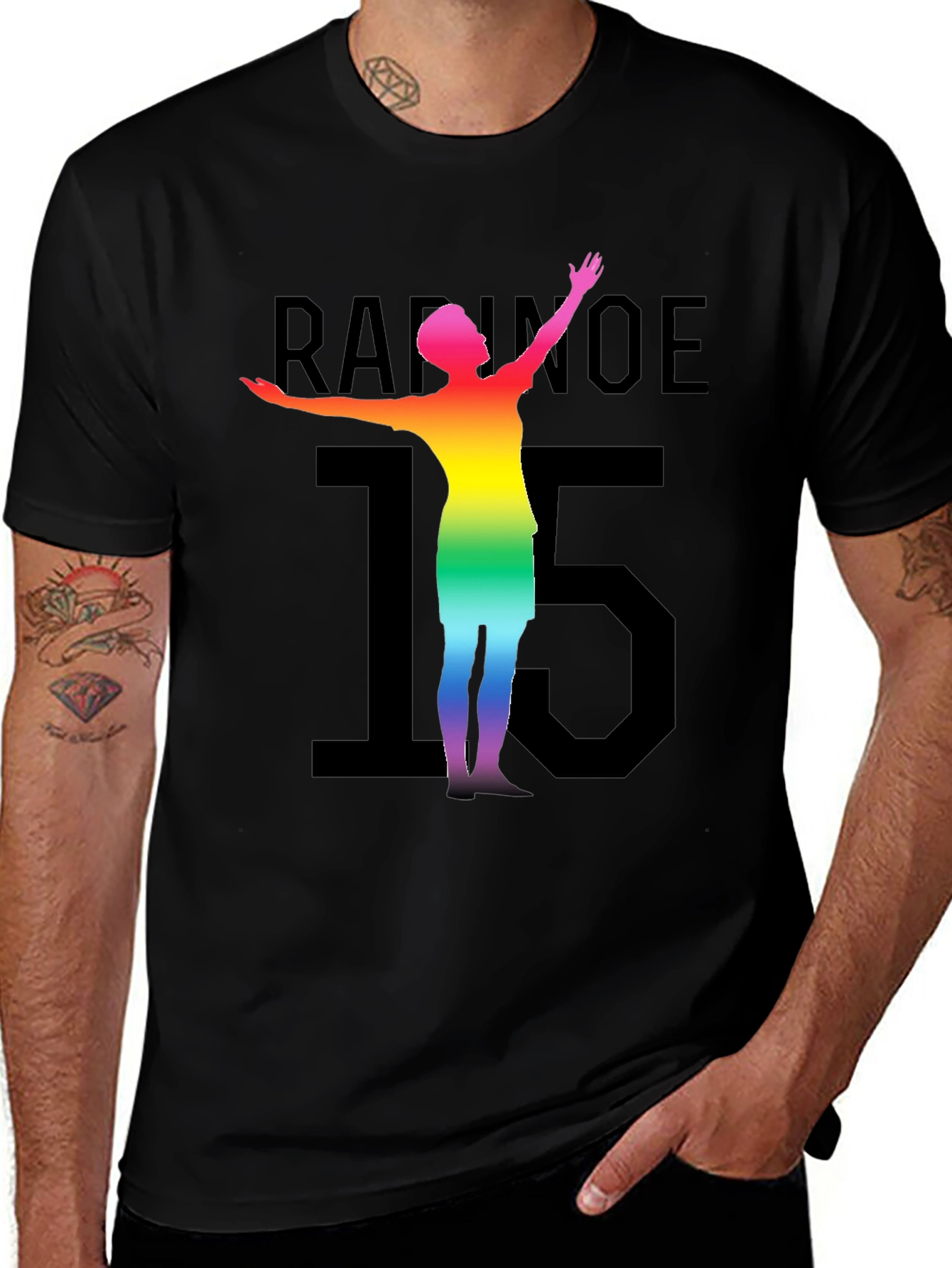 Rainbow Rapinoe 15 T-Shirt - Unisex Black Tee