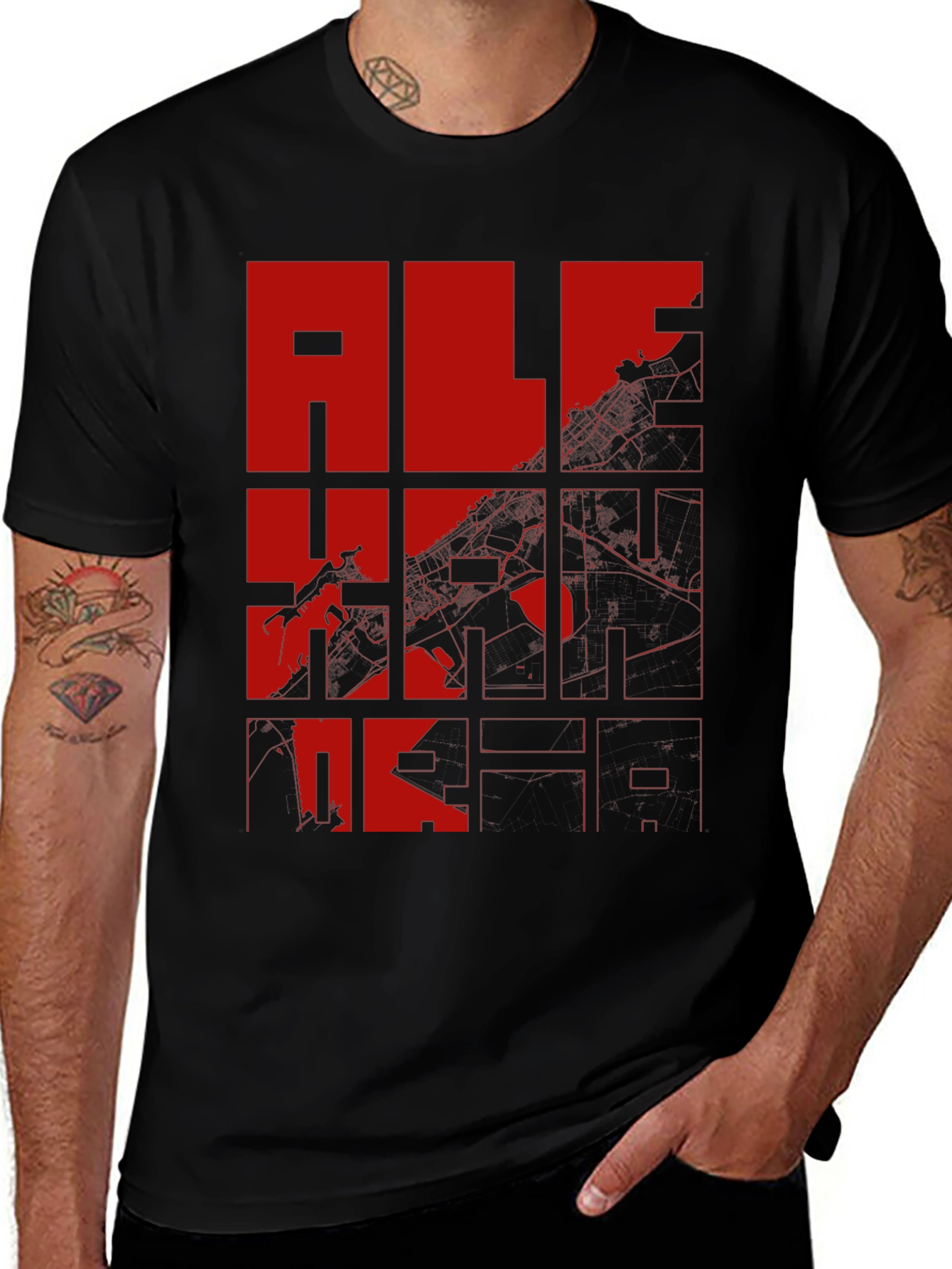 Variant 27 of Graphic Print T-Shirt - Red and Black Design