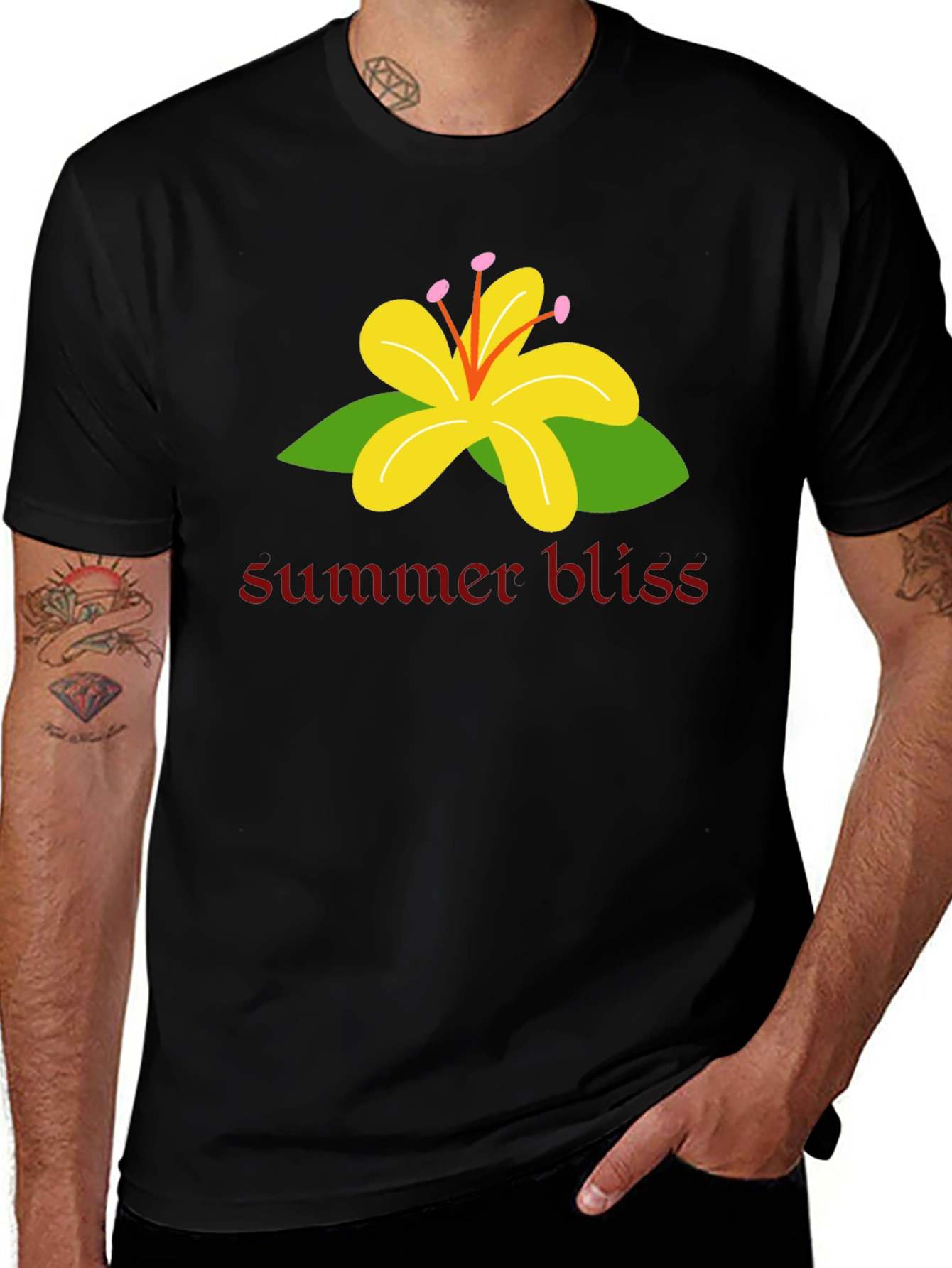Variant 11 of Summer Bliss Graphic T-Shirt - Black Casual Tee
