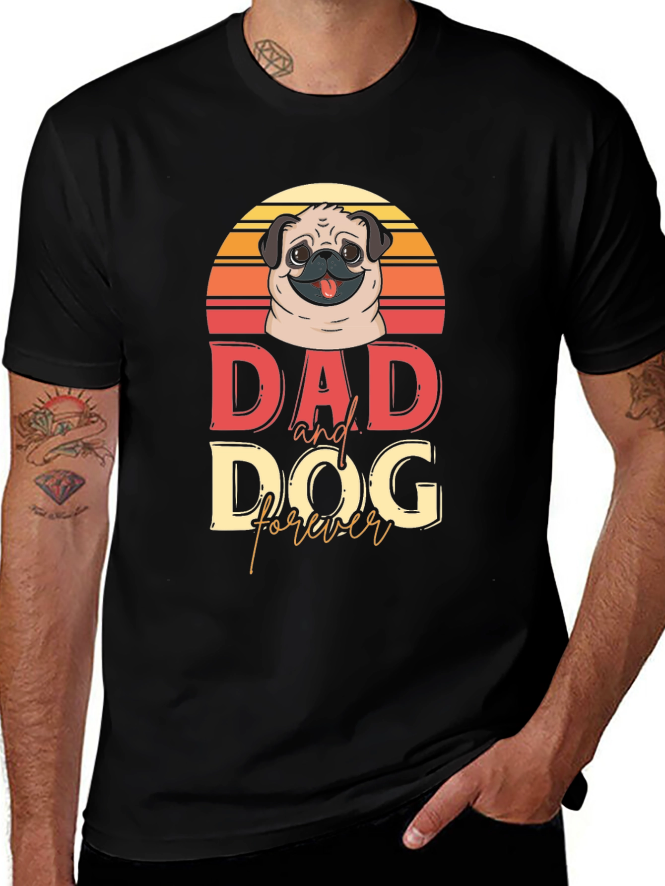 Black Dad and Dog Forever T-Shirt main image