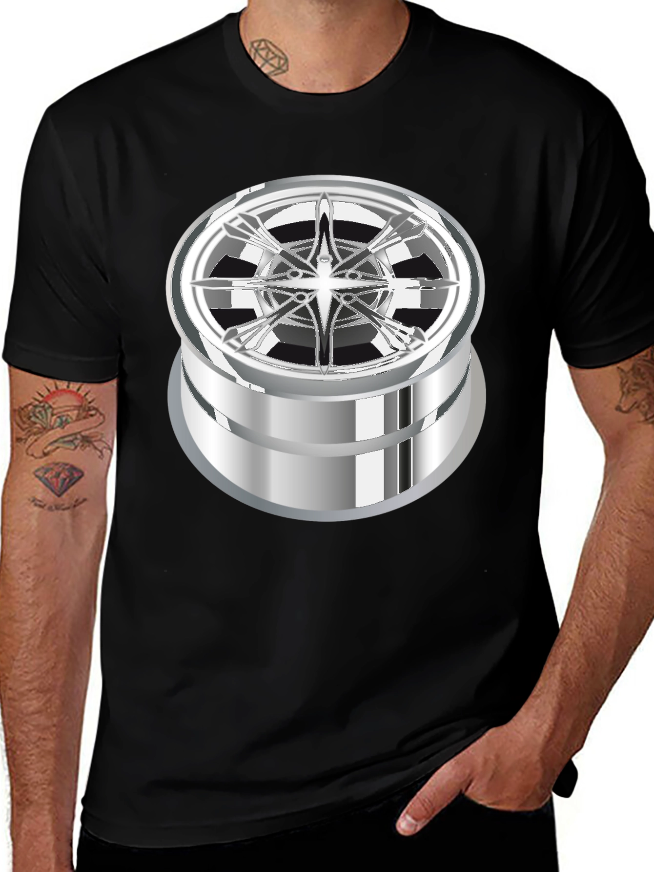 Variant 11 of Graphic Tee: Futuristic Silver Badge Design