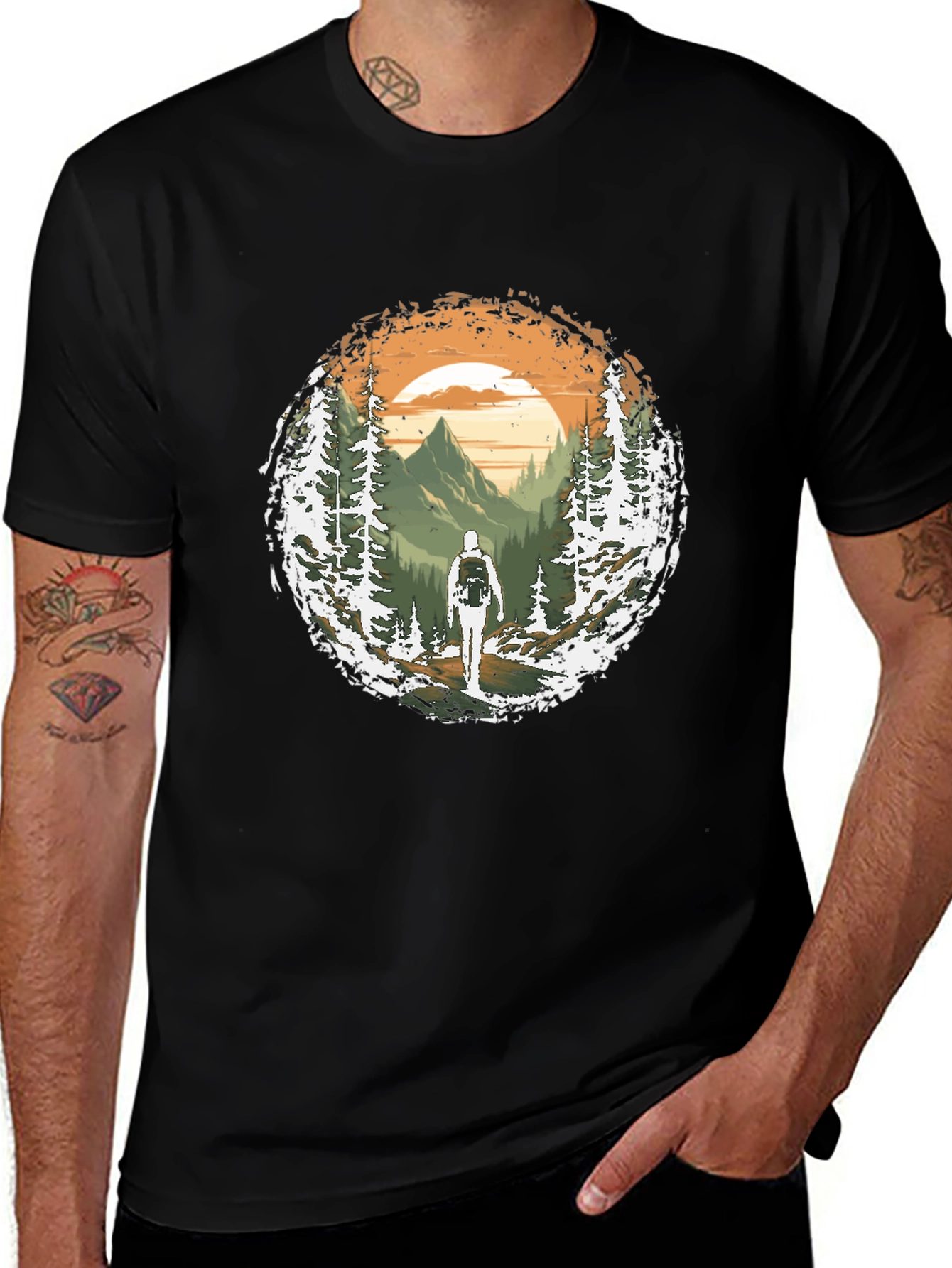 Variant 6 of Nature Hiker Graphic Tee - Men's Black T-Shirt