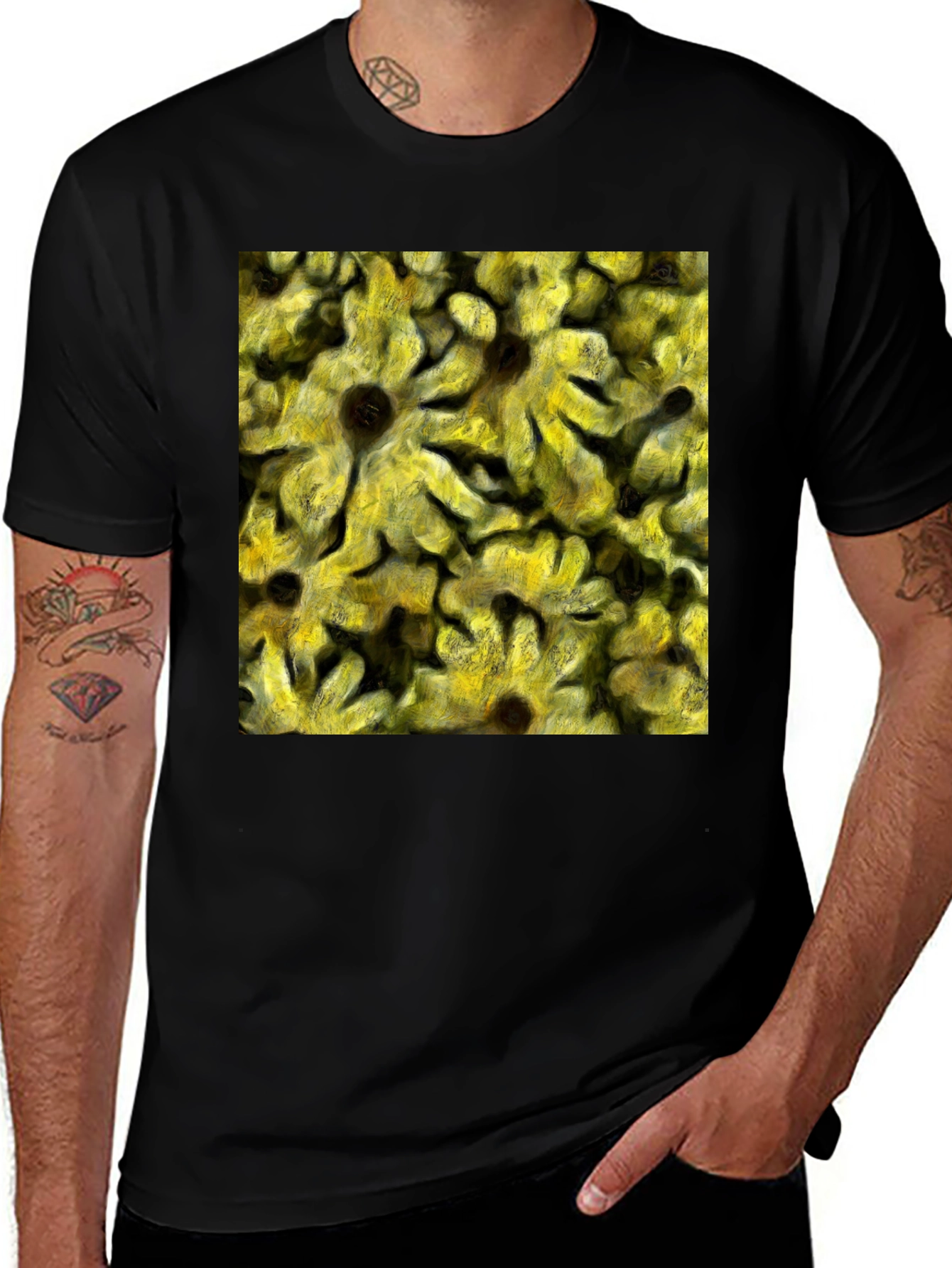 Variant 17 of Floral Impressionist T-Shirt - Black