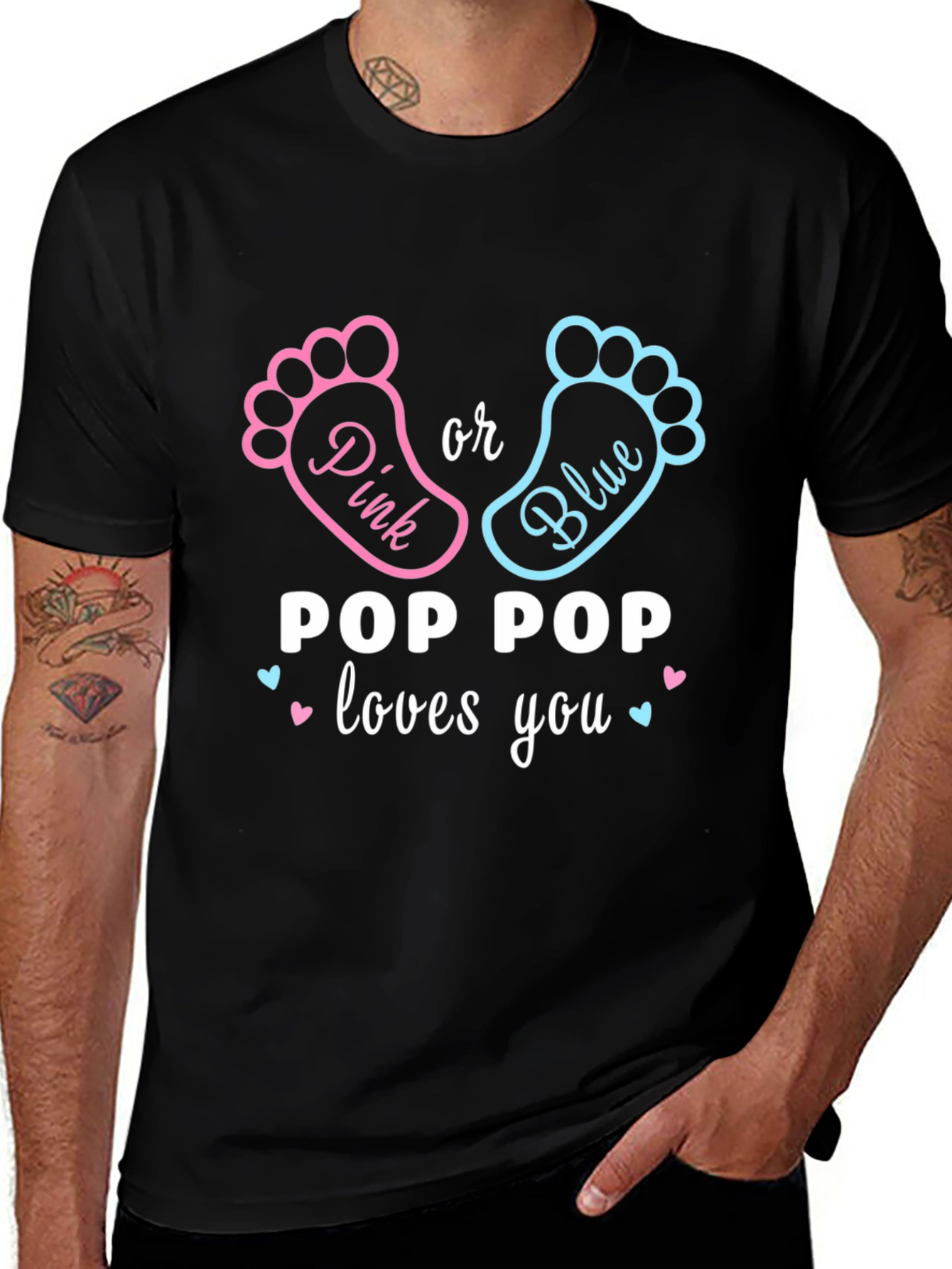 Variant 13 of Pink or Blue Pop Pop Loves You Gender Reveal T-Shirt