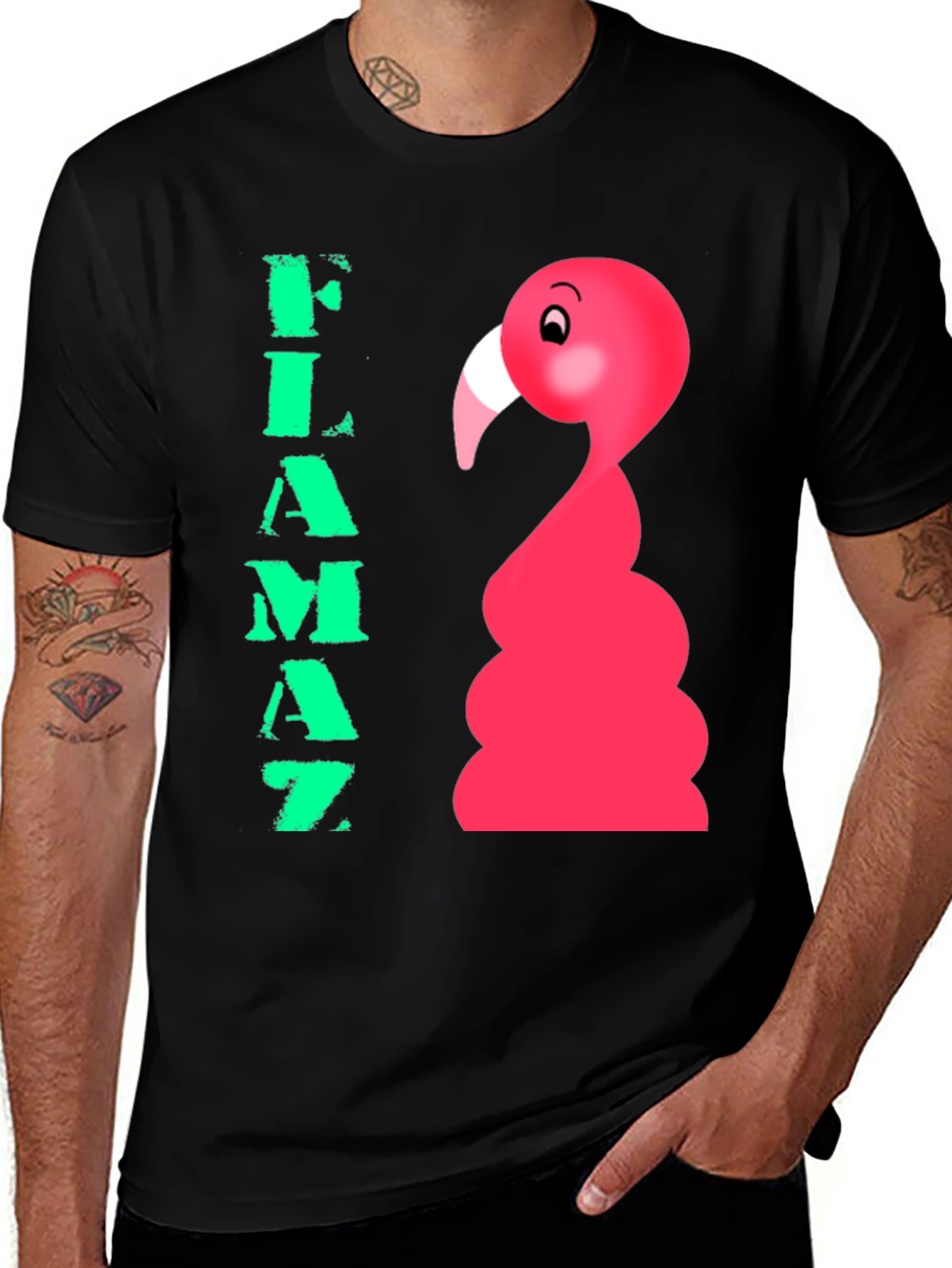Variant 9 of Flamaz Flamingo Graphic Tee - Black