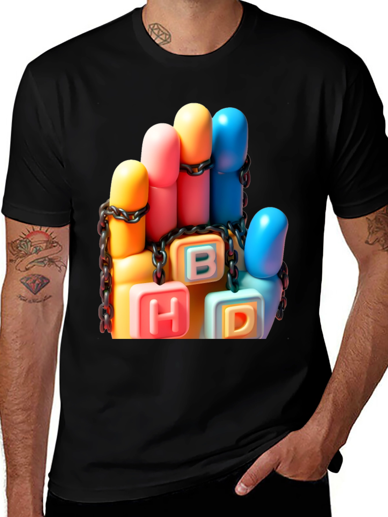 Colorful Happy Birthday Block Print T-Shirt