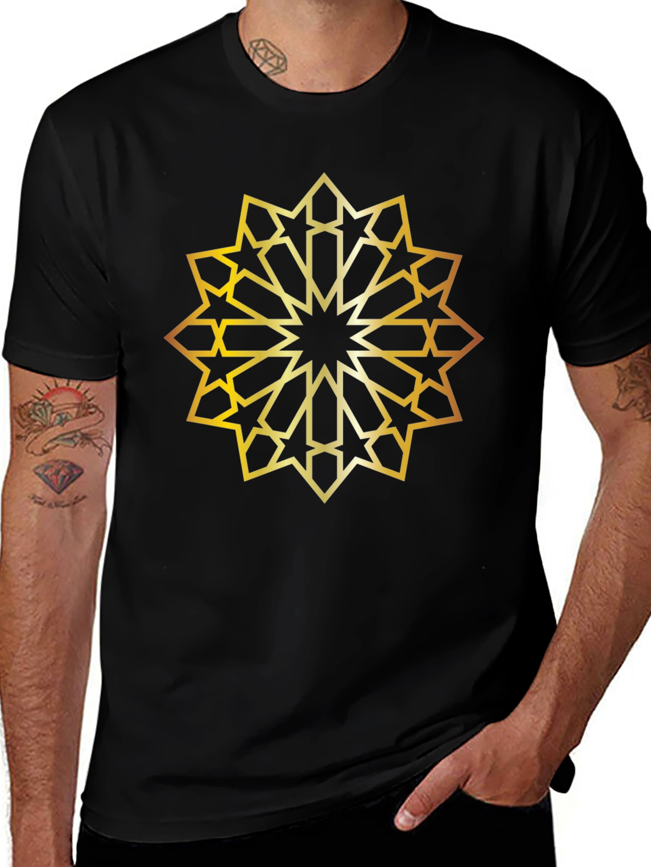 Variant 26 of Geometric Star T-Shirt - Islamic Art Inspired Design