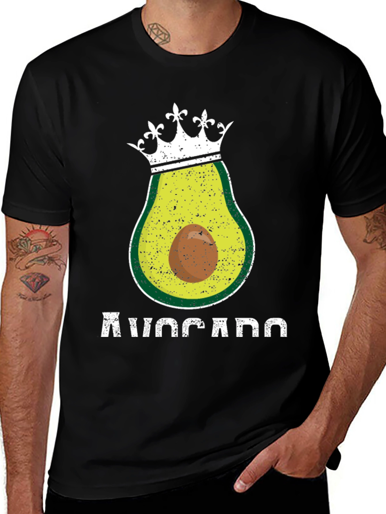 Black Avocado King T-Shirt - Funny Foodie Tee main image
