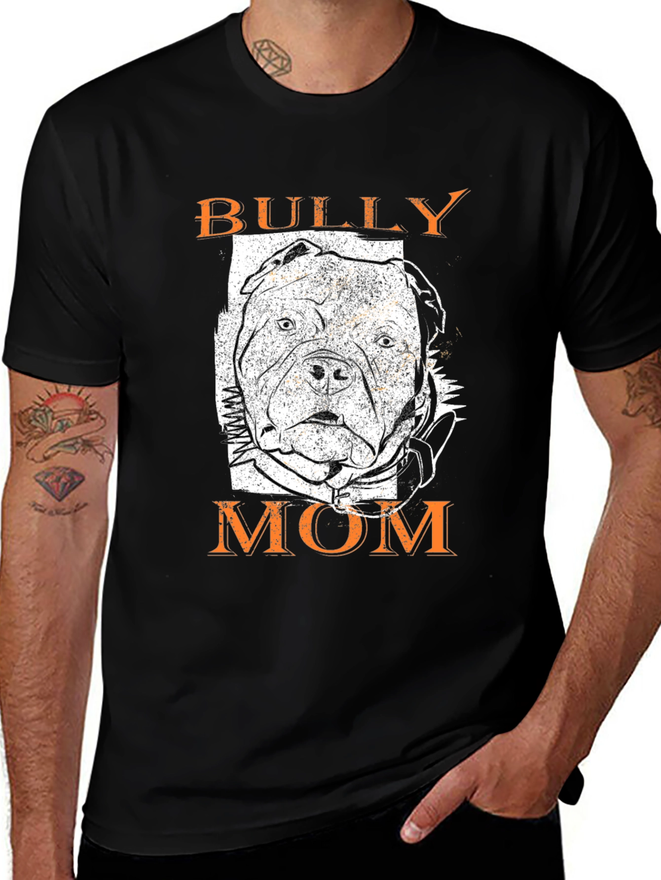 Bully Mom Graphic T-Shirt - Black, Dog Lover Tee