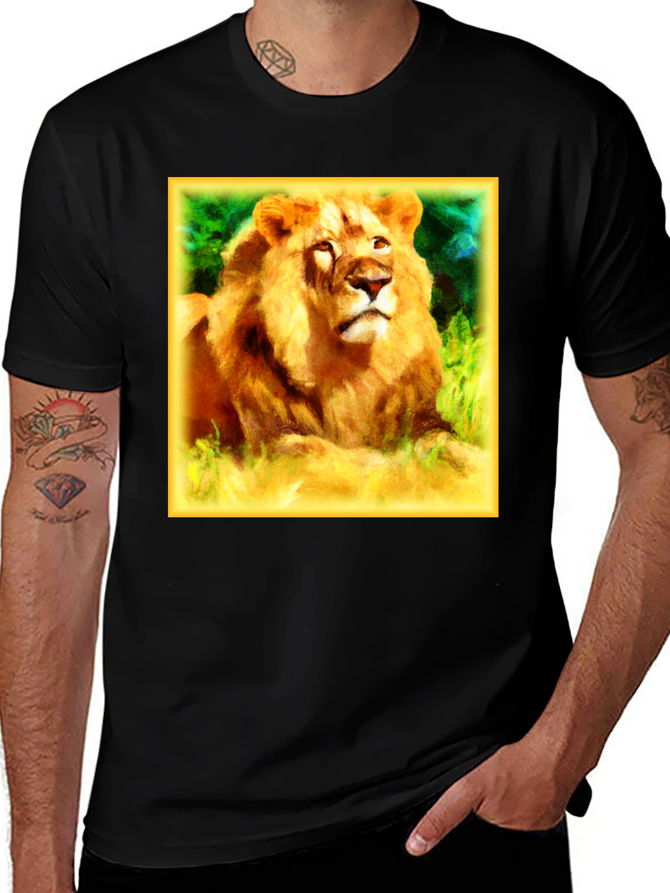 Variant 22 of Lion Graphic Black T-Shirt for Men
