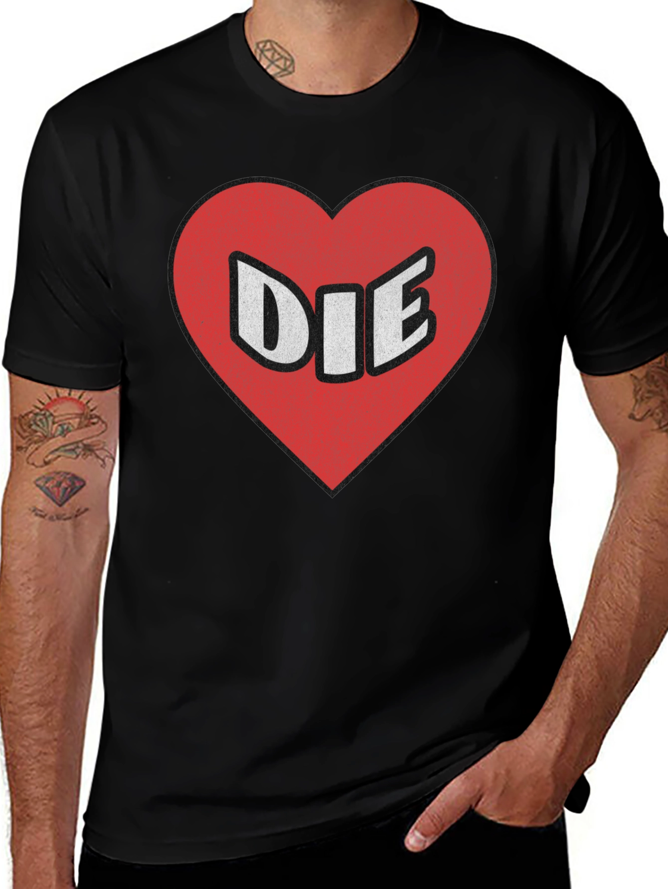 Humorous "I Heart Die" Graphic Print Tee
