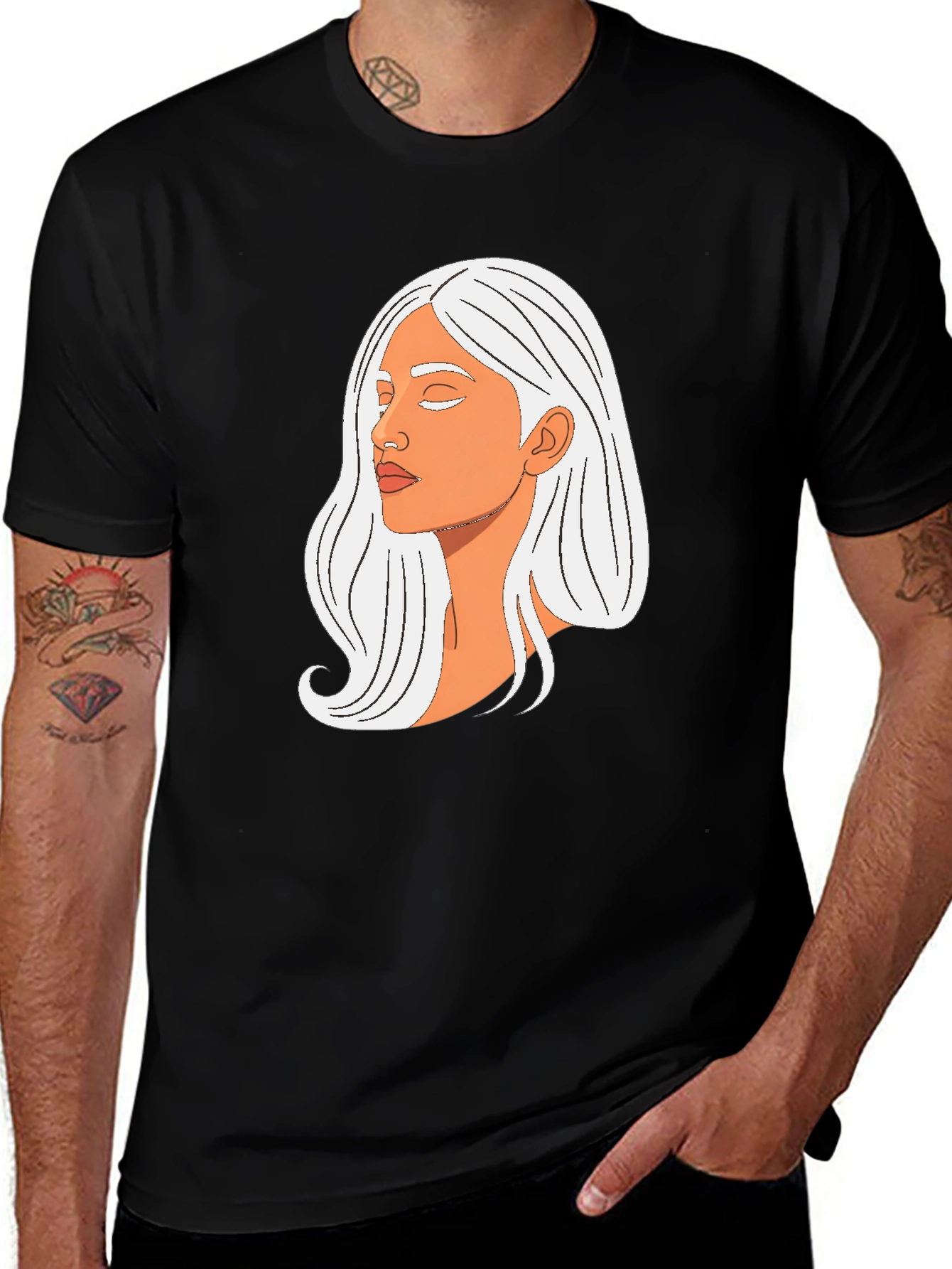 Variant 6 of Woman Portrait Graphic Black T-Shirt