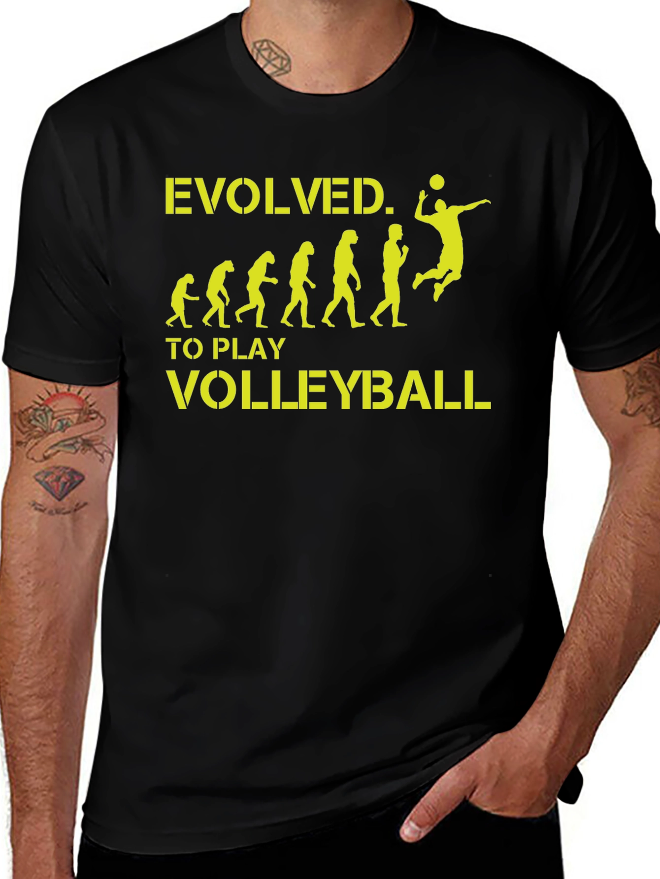 Variant 15 of Evolved Volleyball T-Shirt - Black Cotton Tee